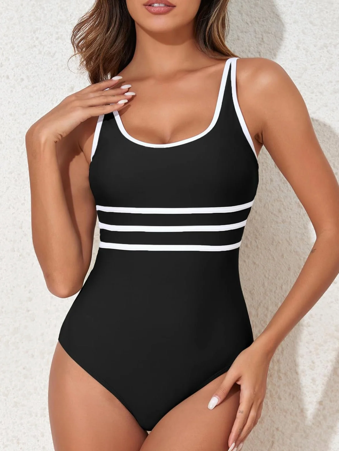 JFAN Bañadores Mujer Reductores Barriga Traje de Baño Mujer de Una Pieza Cintura Alta Cuello en U Bañadores Ropa de Baño Push Up de Playa de Chaleco