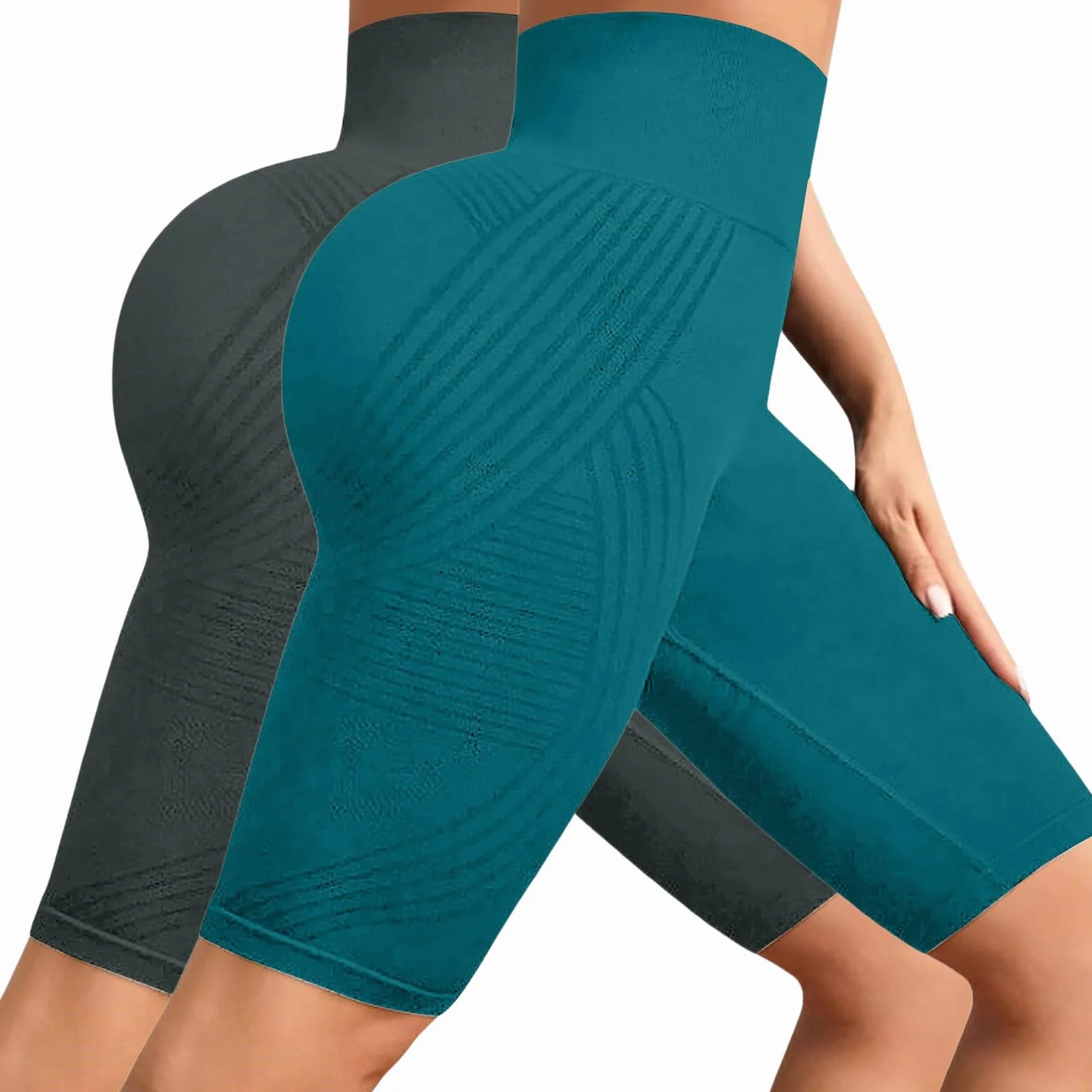 2 Pack Leggins 3D Anticelulitico Corto Original, Cuerpo Anticelulitis Push Up Cortas Leggins Cintura Alta Elásticos Transpirables Mallas de Compresión para la Celulitis