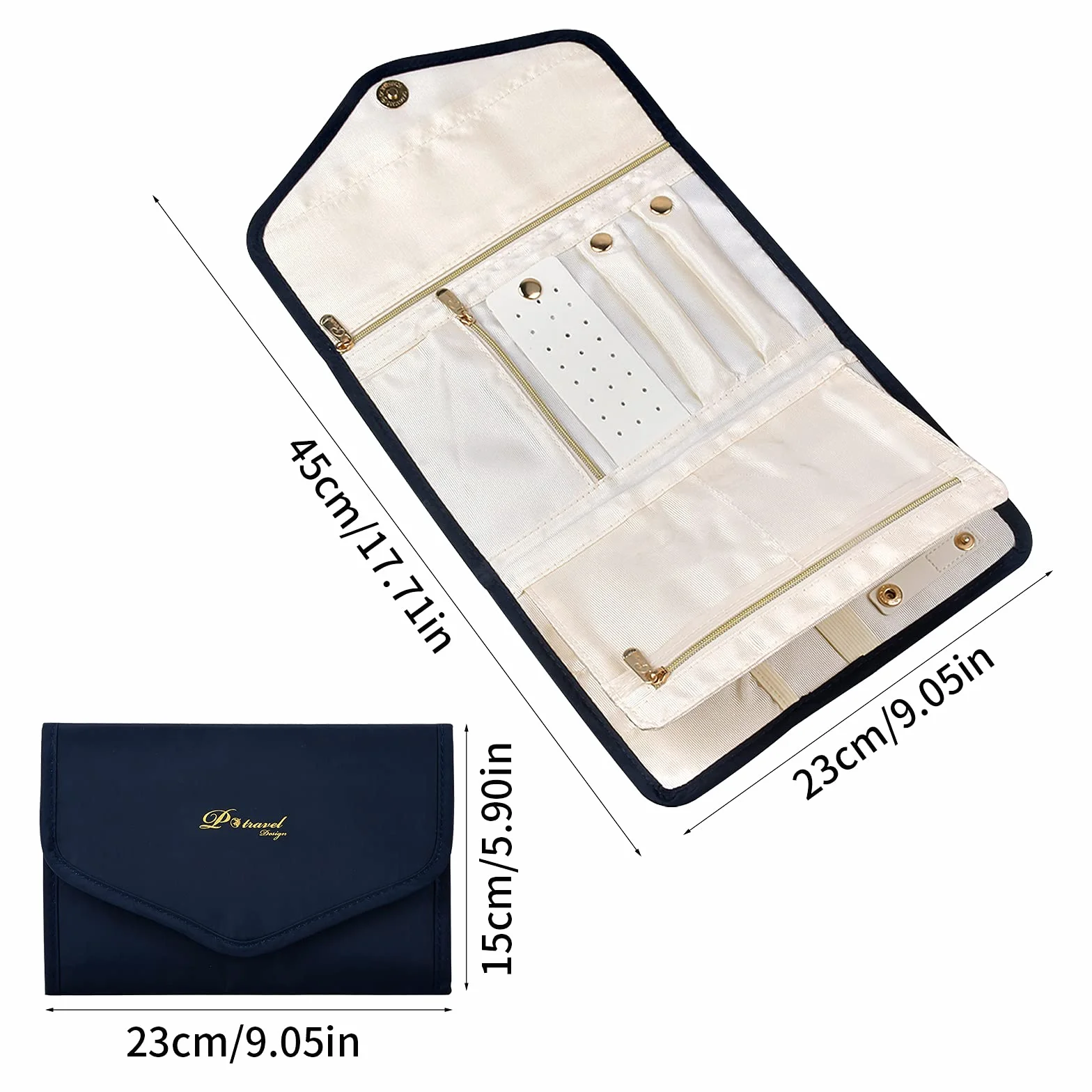 Bolsa de rodillos de joyería para viaje, plegable, bolsa de almacenamiento para joyas, organizador para almacenamiento de pulsera, collar