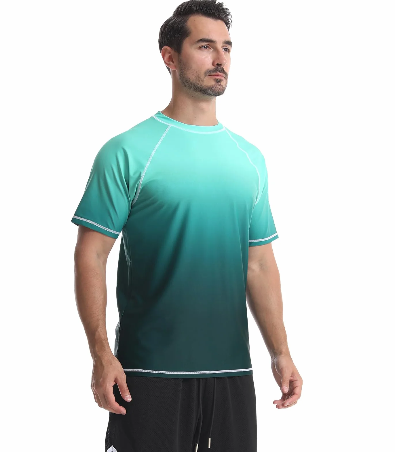 Camiseta de Hombre Camisa de Natación de Manga Corta Protección Solar UPF 50+ Rushguard de Secado Rápido Transpirable Surf Verano