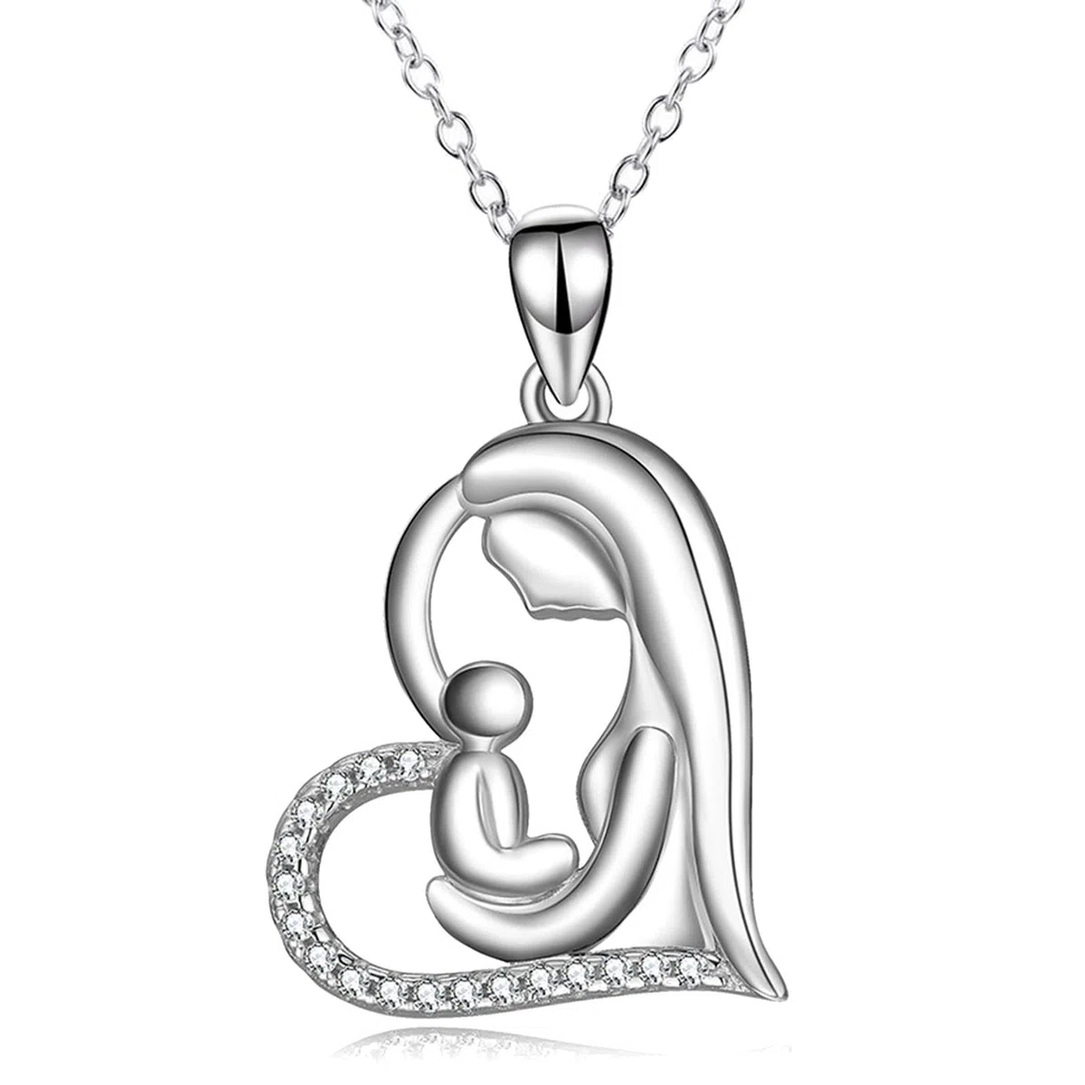 Collar de 14 quilates con colgante, collar de mujer con corazón de diamante, collar simple Rolo, regalo para el día de la madre, 50CM, Vidrio Cuero, Diamante