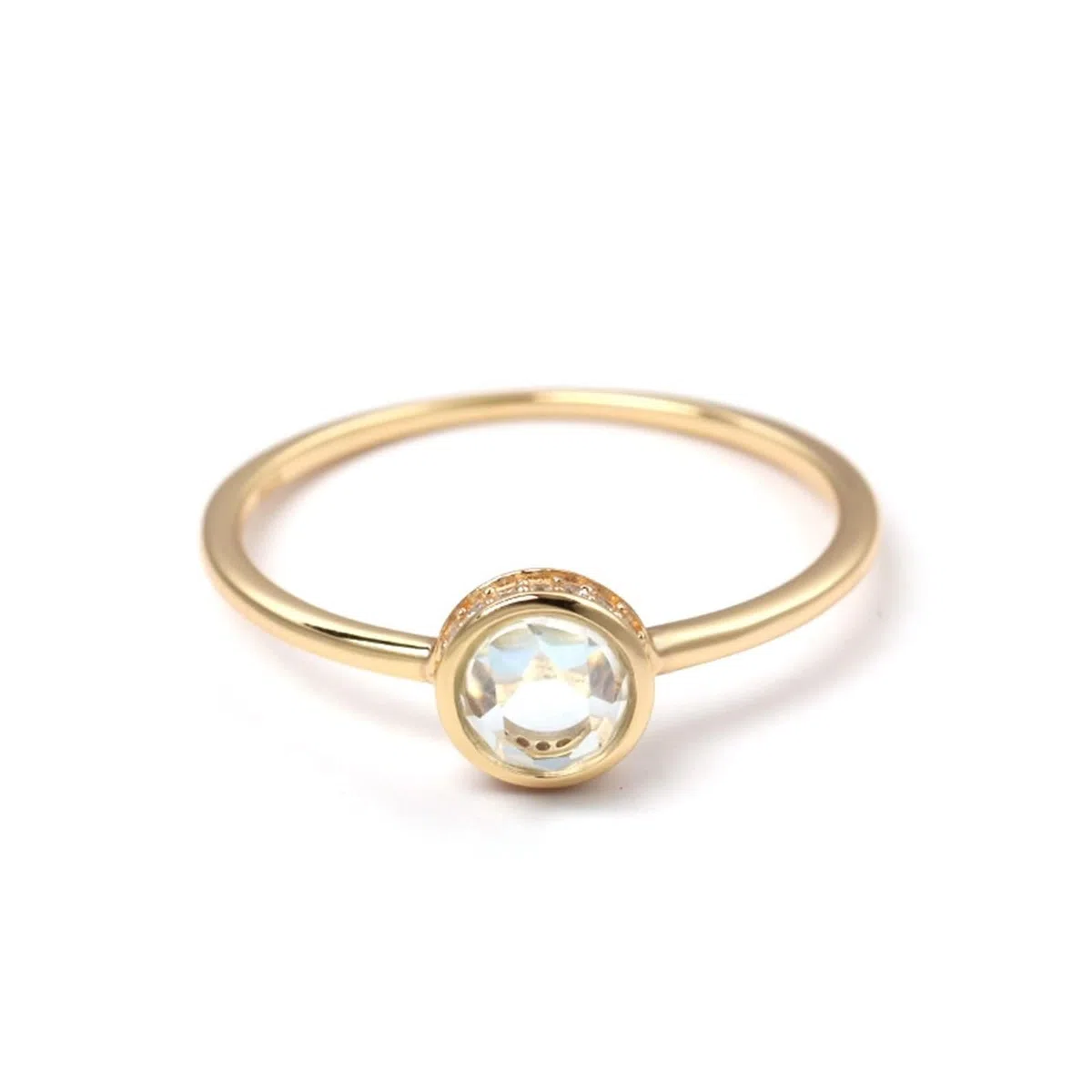 Alianzas Au 375/585/750 oro con topacio azul claro, anillo de compromiso solitario