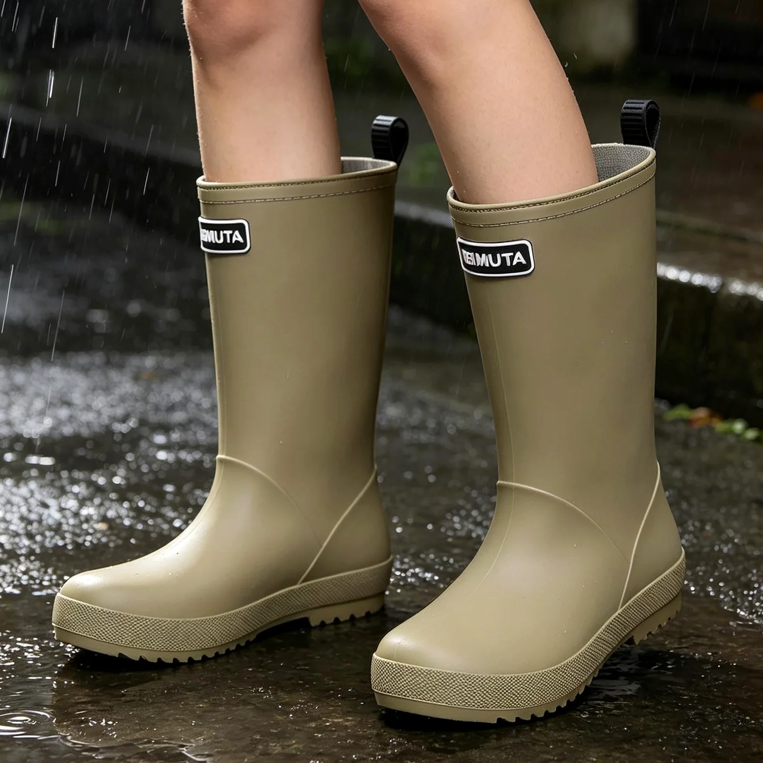 Generisch Botas de lluvia para mujer, caña media, ligeras, antideslizantes, de goma | Botas de goma ligeras, antideslizantes, impermeables, ideales para senderismo, camping y actividades al aire libre
