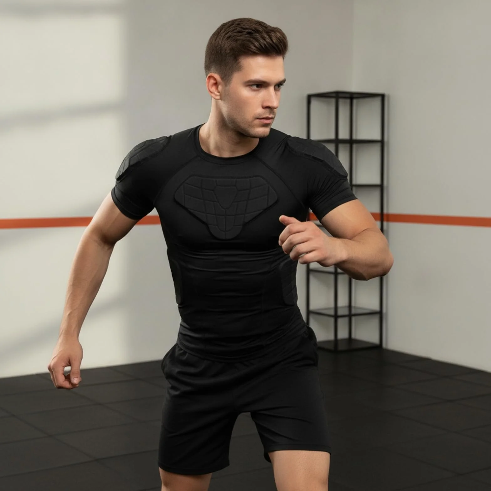 kowaku Camiseta Compresión Acolchada Ligera Camiseta con Protección Acolchada Gruesa Indumentaria Deportiva para Deportistas