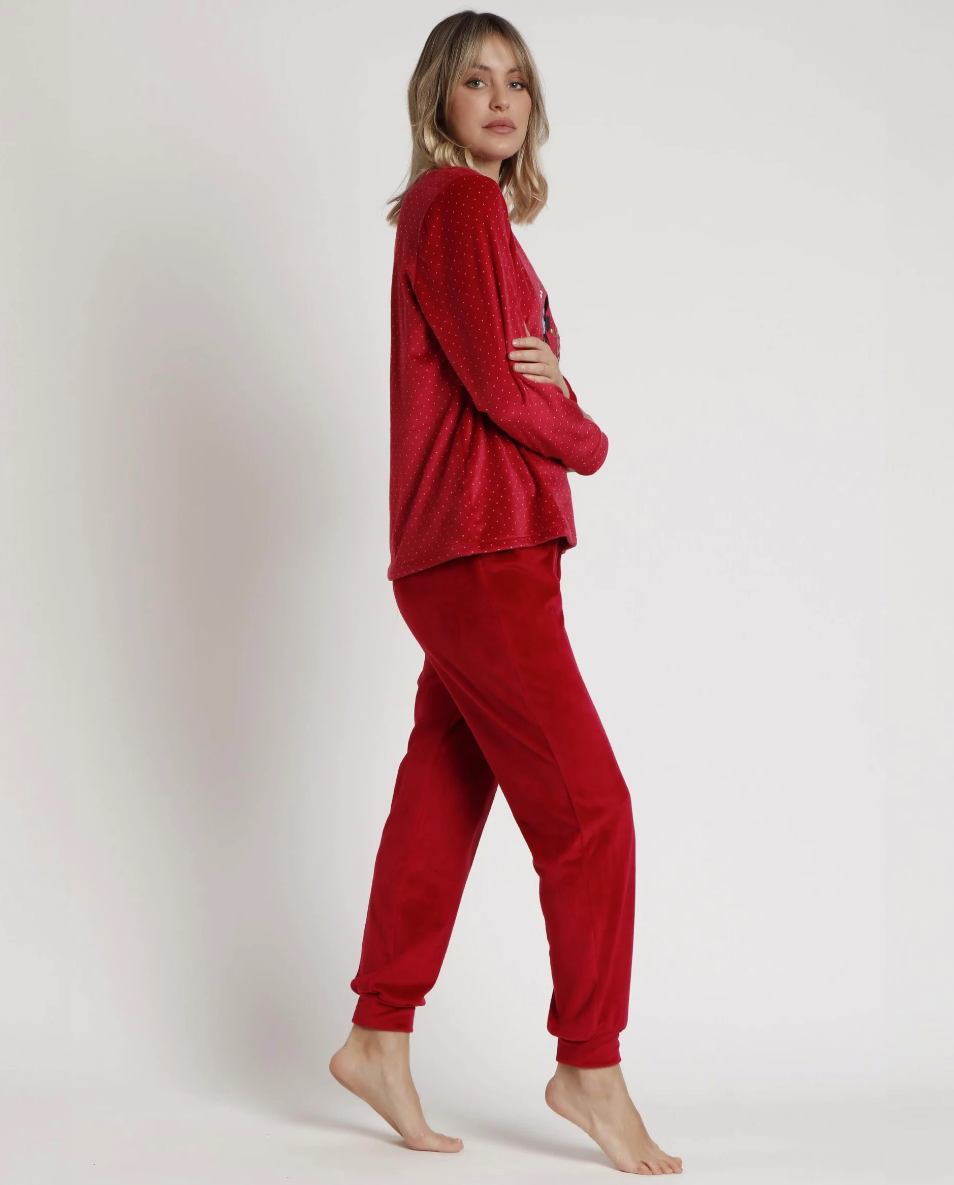 Disney Pijama Manga Larga Velvet King Mickey para Mujer