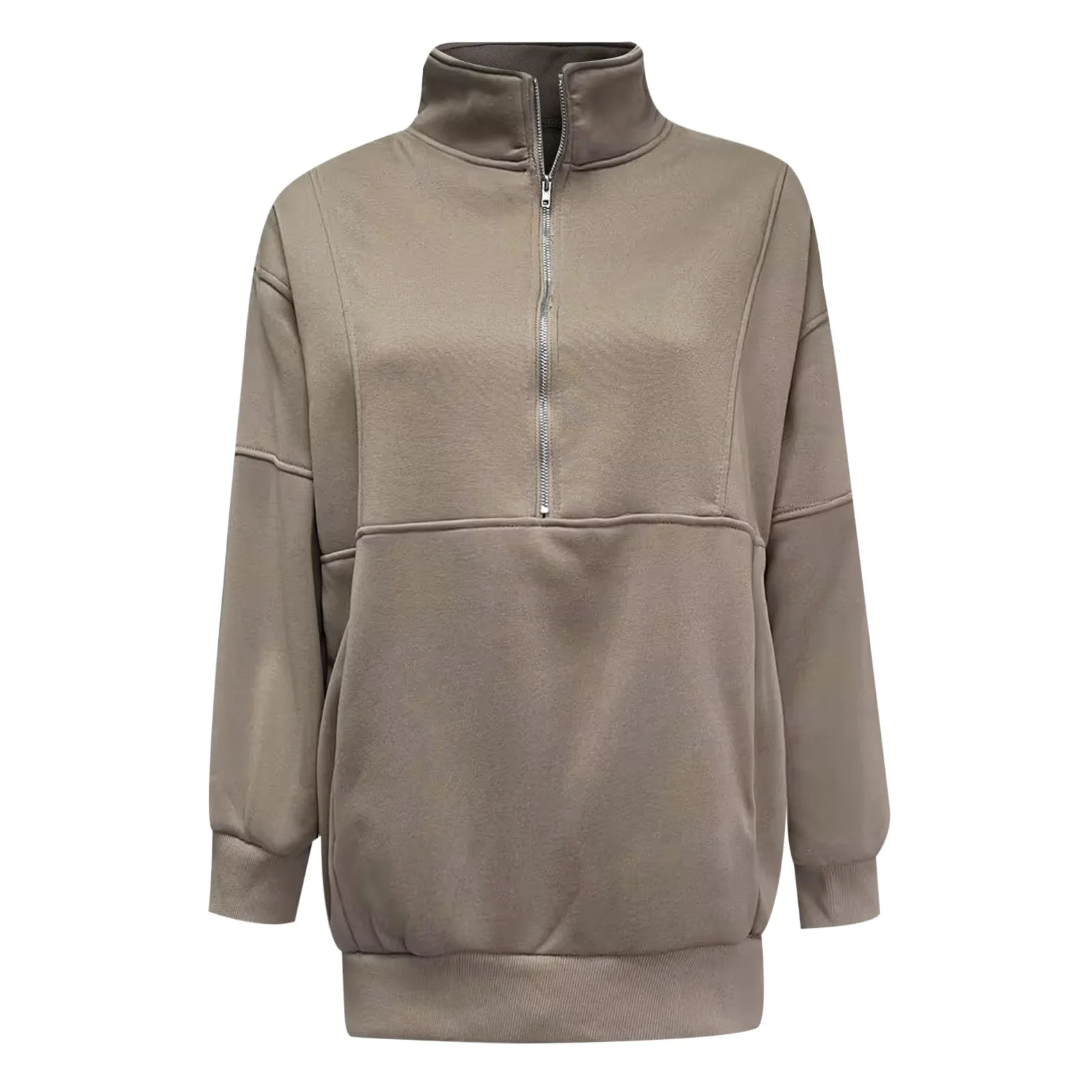 Sudaderas de ajuste holgado con forro polar para mujer, cuello alto, ropa de campo, cremallera, casual, bloque de color, suéteres occidentales, ligeros, góticos, suaves, modernos, sudaderas con cuello