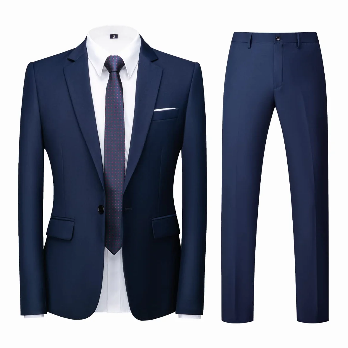 KUDORO Trajes de hombre de 2 piezas, corte ajustado, para bodas, negocios, un botón, traje de hombre
