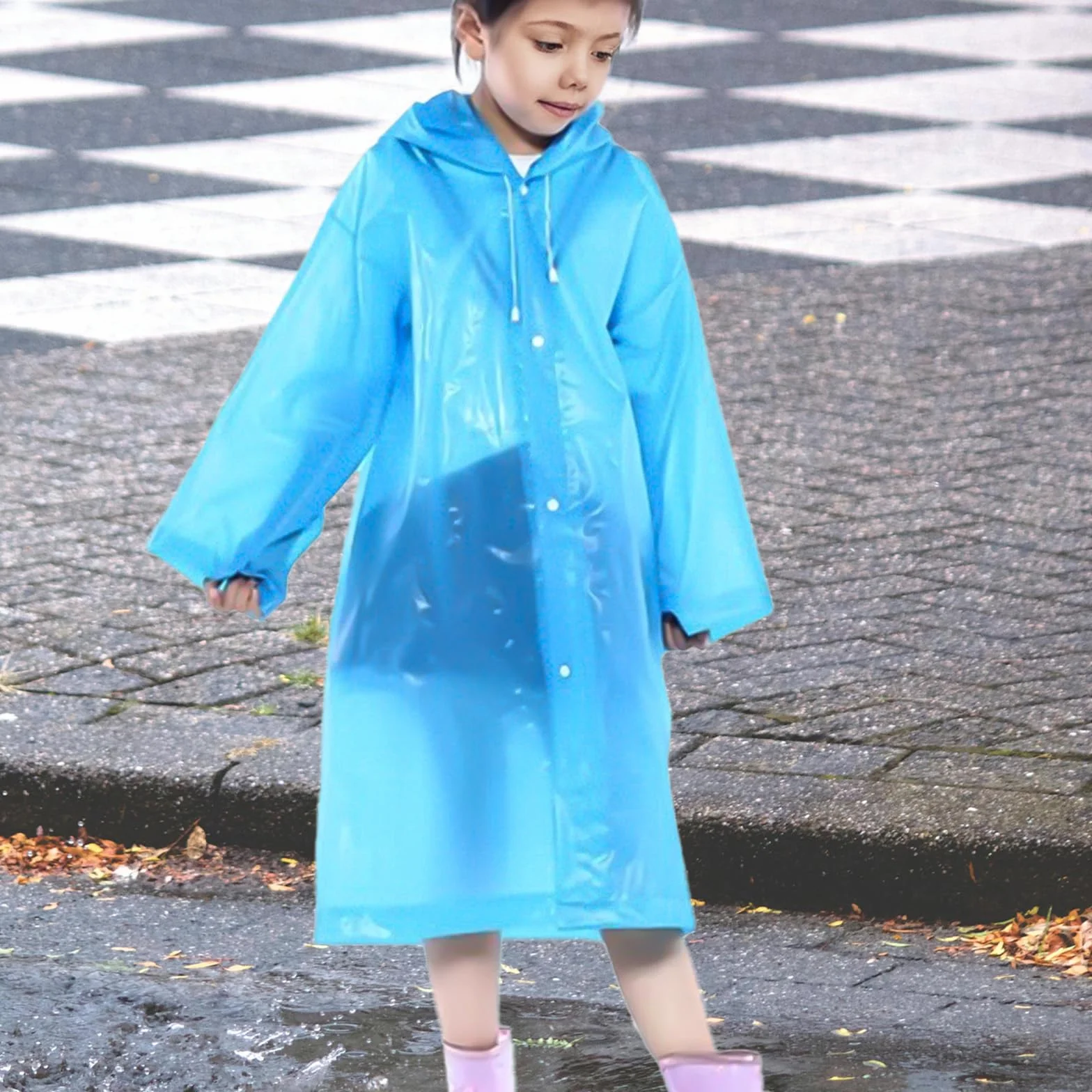 ZOCONE 3 Piezas Chubasquero Niño Reutilizable Poncho Impermeable Niño con Capucha y Botón, EVA Poncho Lluvia Capa de Chuva Criança Chubasquero Impermeable para Viajes, Senderismo, Camping