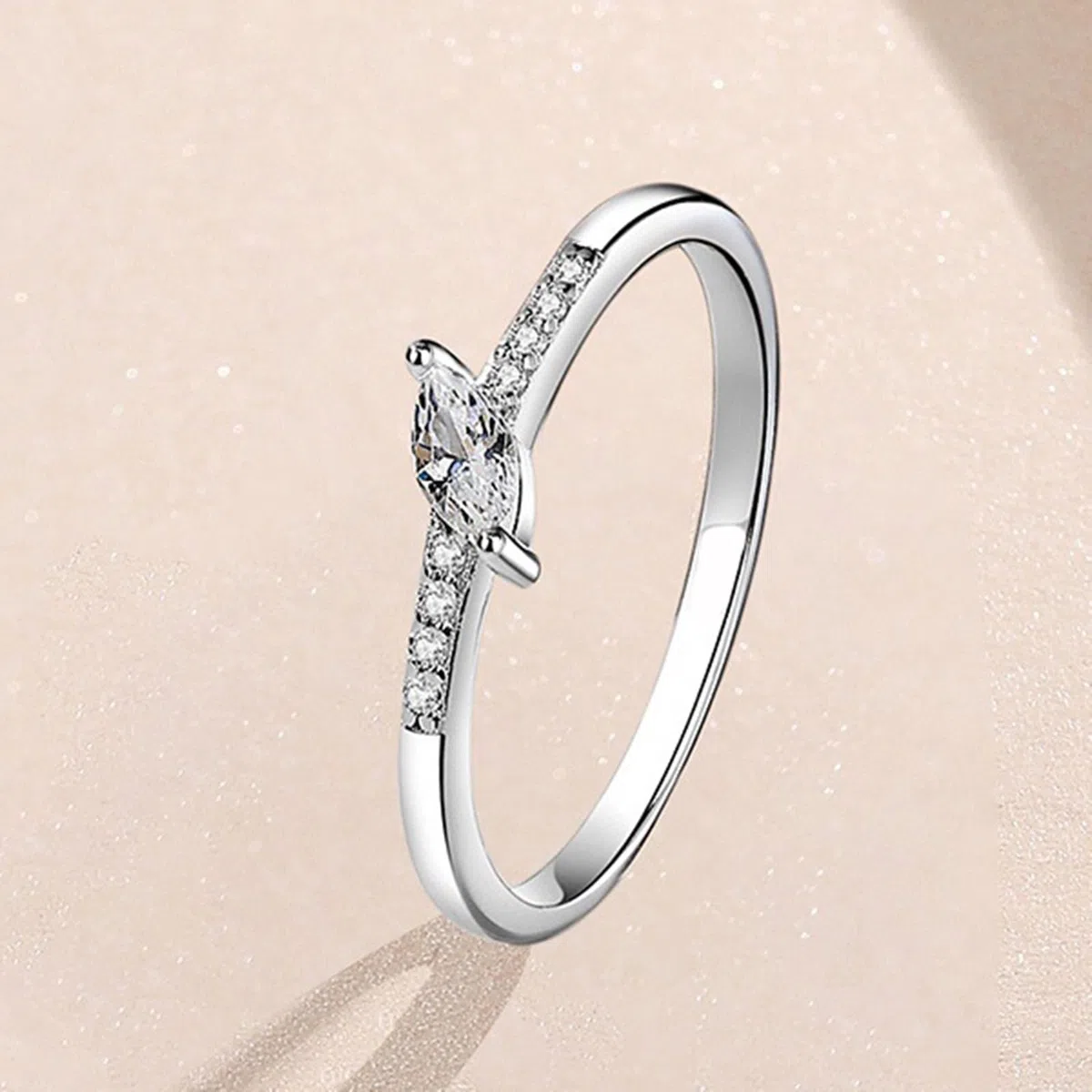 Anillo de boda de oro blanco de 9 K/14 K/18 K/Platino 950, anillo de boda para mujer, 4 x 2 mm, diamante blanco, 0,2 ct