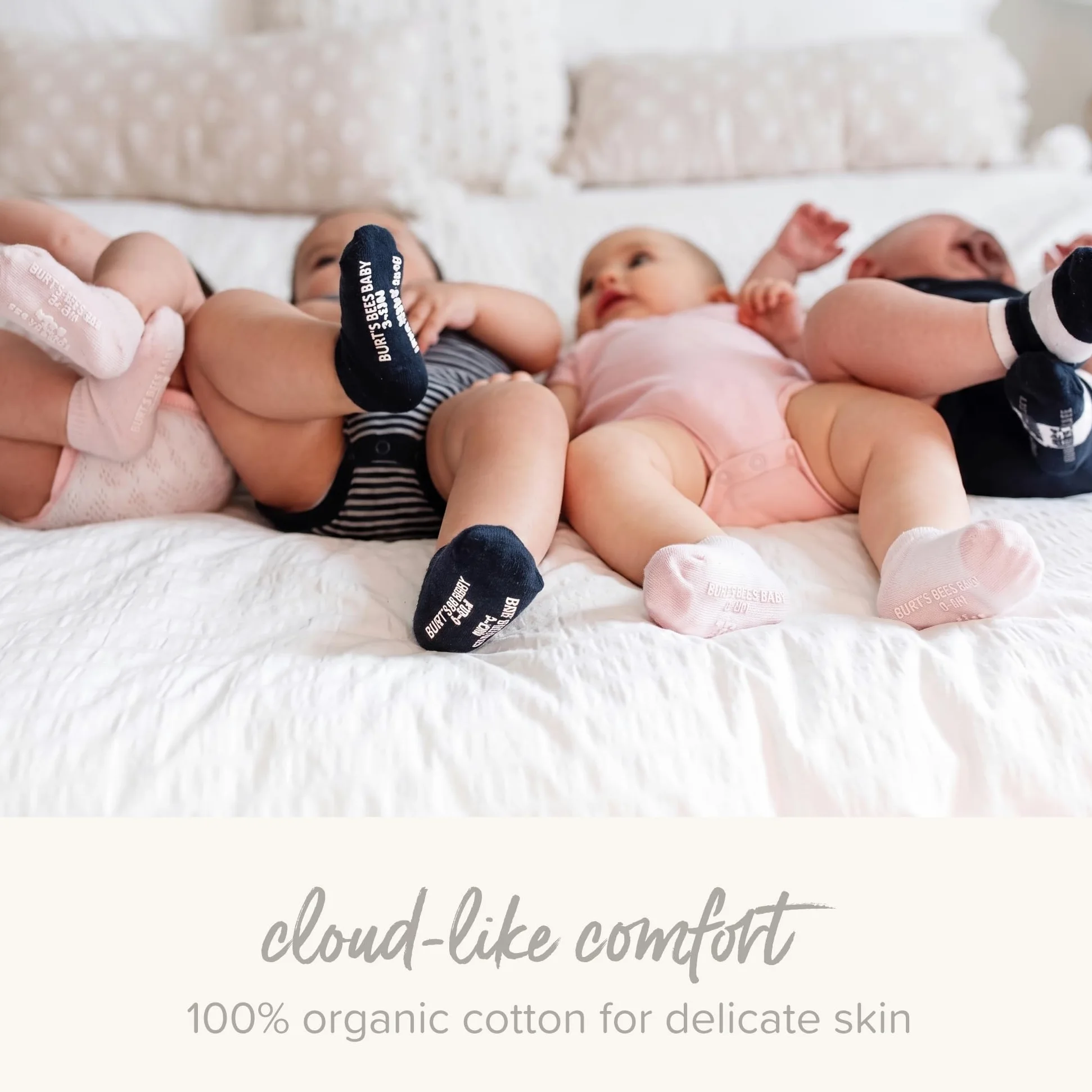 Burt's Bees Baby Socks, 6-pack Ankle Or Crew With Non-slip Grips, Made With Organic Cotton Calcetines casuales Unisex bebé (Pack de 6)