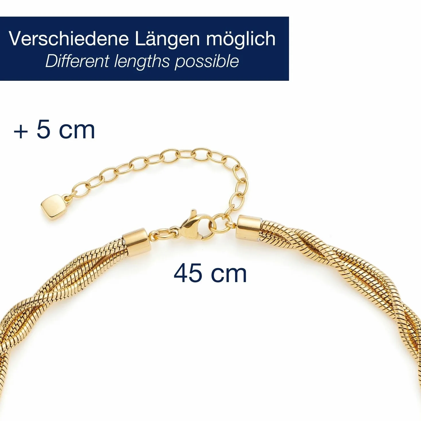 JEWELS BY LEONARDO Collar Sue • Cadena corta de serpiente de acero inoxidable dorado • Aspecto de cordón refinado • 45-50 cm de longitud • Joyas regalo para mujeres • 024835, 45 cm, Acero inoxidable,