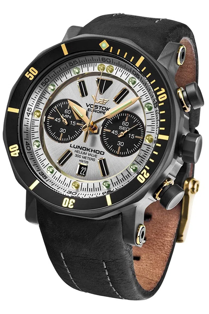 Vostok Europe lunokhod 2 Reloj para Hombre Analógico de Cuarzo con Brazalete de Piel de Vaca 6S21-620E277