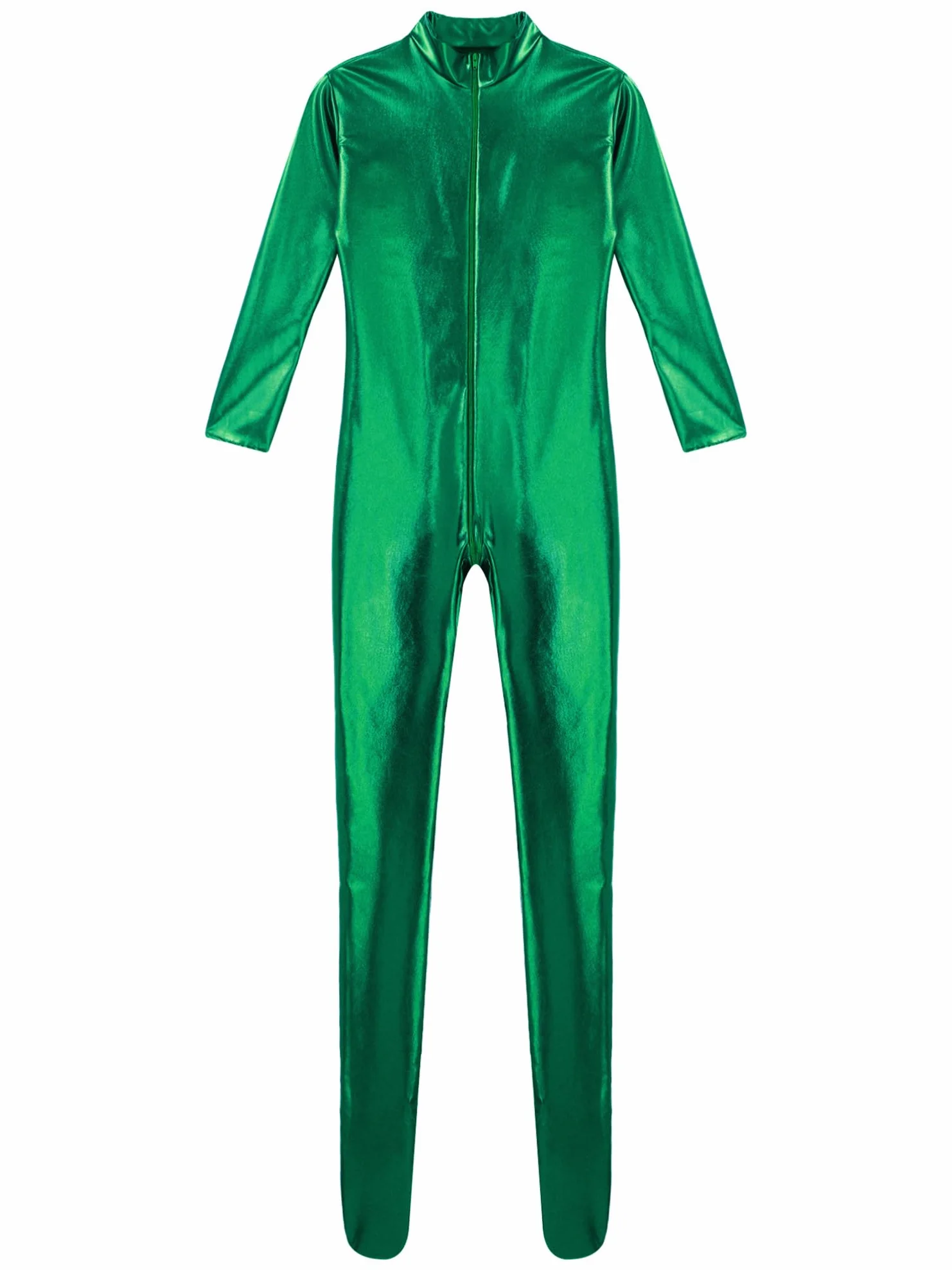 Mono de Baile Brillante de Piel de Charol para Mujer Jumpsuit Gimnasia Rítmica Deportivo
