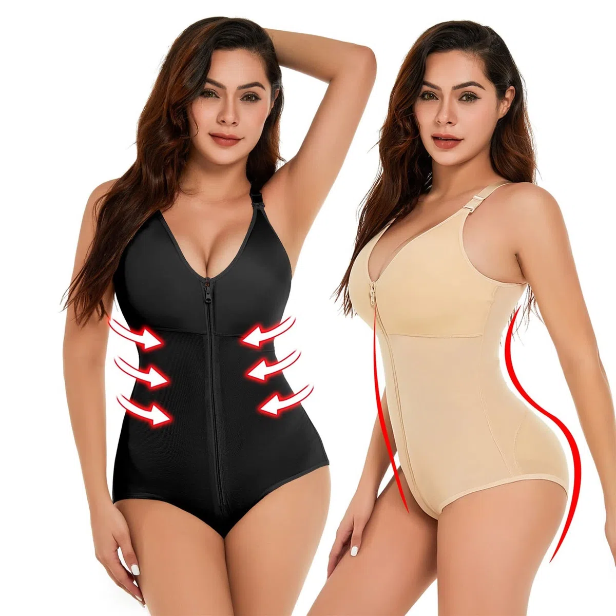 MMRTDJDR Body para Mujer Fajas De Control De Abdomen Faja Postquirúrgica Body Faja Levantador De Glúteos De Talla Grande,Natural-Medium