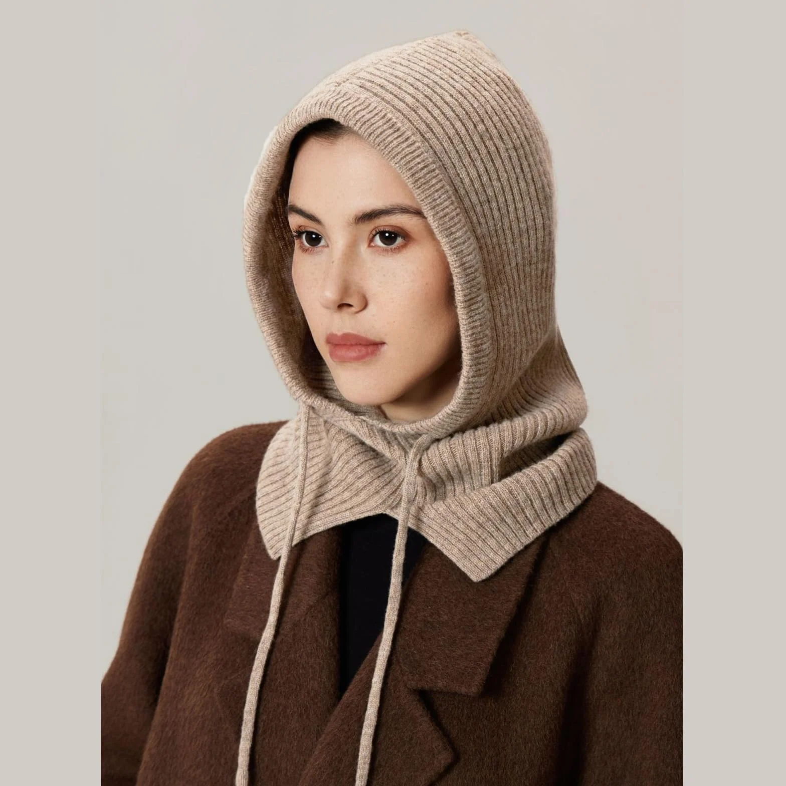 GWAWG Sombreros de invierno,Mujeres Balaclava tejer, Bufanda con capucha caliente con cordón, Sombrero con capucha de punto Hatbalaclava, Sombrero de Balaclava para las mujeres