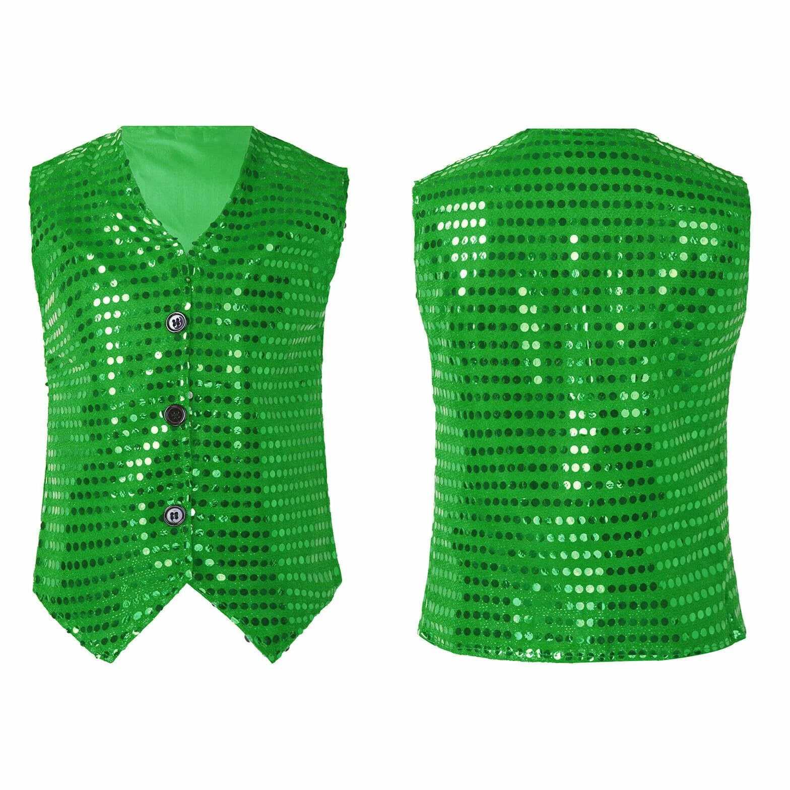 Chaleco Lentejuelas Niño Unisex sin Manga Top de Baile Esmoquin Traje Danza Jazz Hip Hop Chaqueta