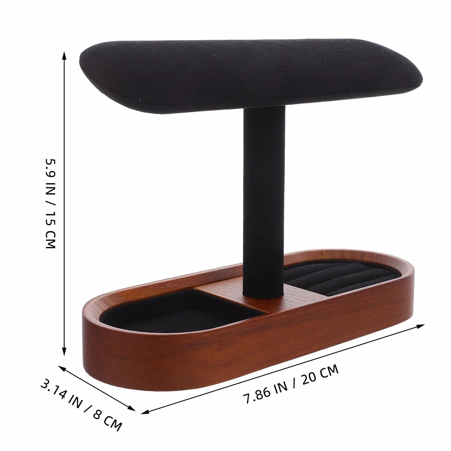 NUOBESTY Soporte de Madera Maciza T para Exhibición de Joyas Organizador Multifuncional para Pulseras Relojes y Brazaletes Diseño Rústico y Estable para Mostrador y Uso Personal