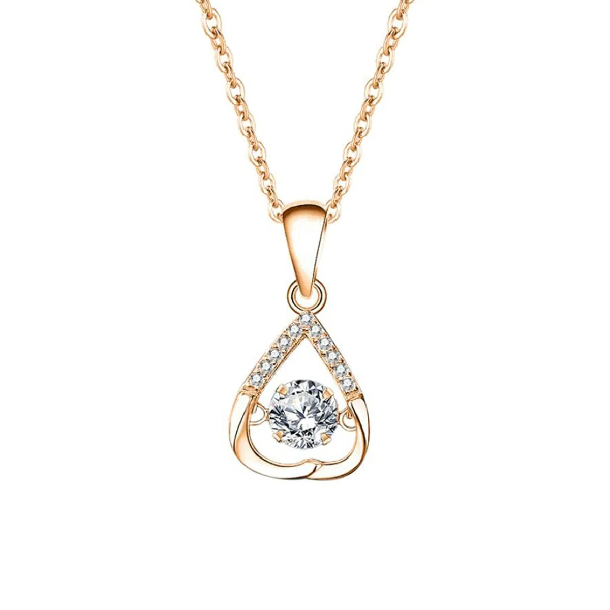 Collar de moissanita de oro de 9/14/18 quilates para mujer, collar con colgante de corazón invertido con moissanita redonda de 0,5 quilates de oro real