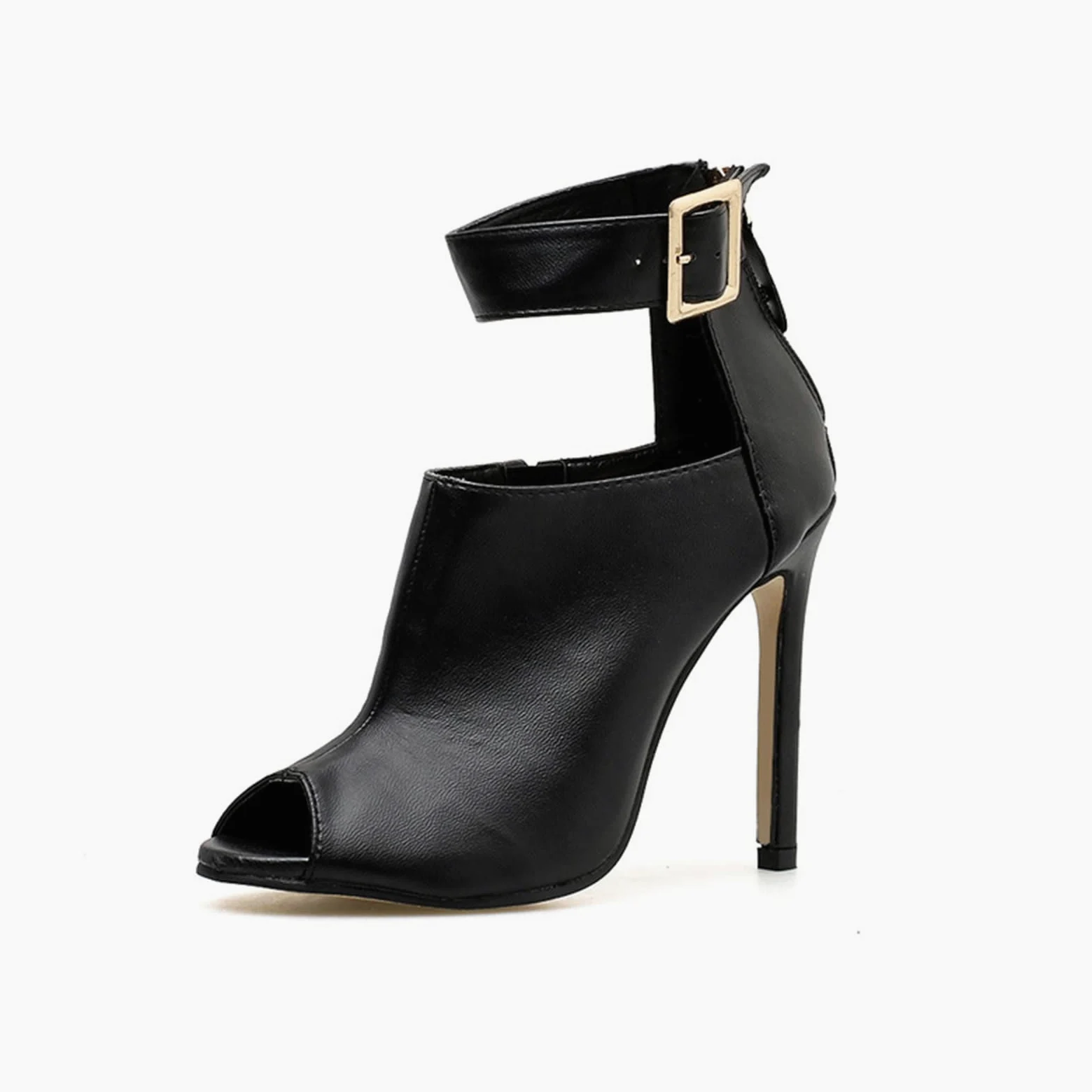 Genérico Sandalias De Tacón Alto con Puntera Abierta para Mujer, Suela De Goma Antideslizante, Correa Ajustable En El Tobillo, Diseño Elete De Punta Abierta (Black 42 EU)