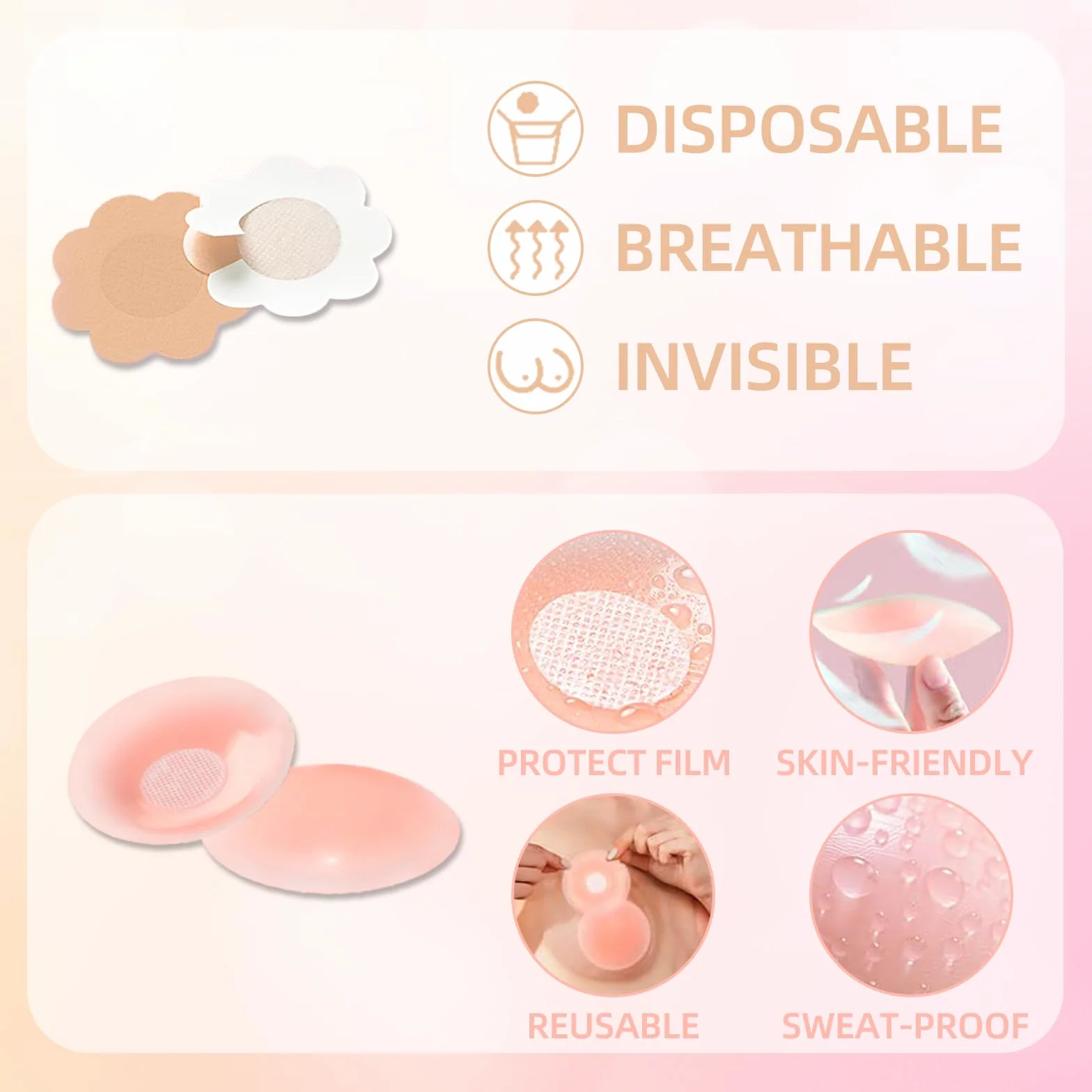 Zynxel Boob Tape 5m Sujetadores Adhesivos Push Up Reutilizables Invisibles Copa A-E