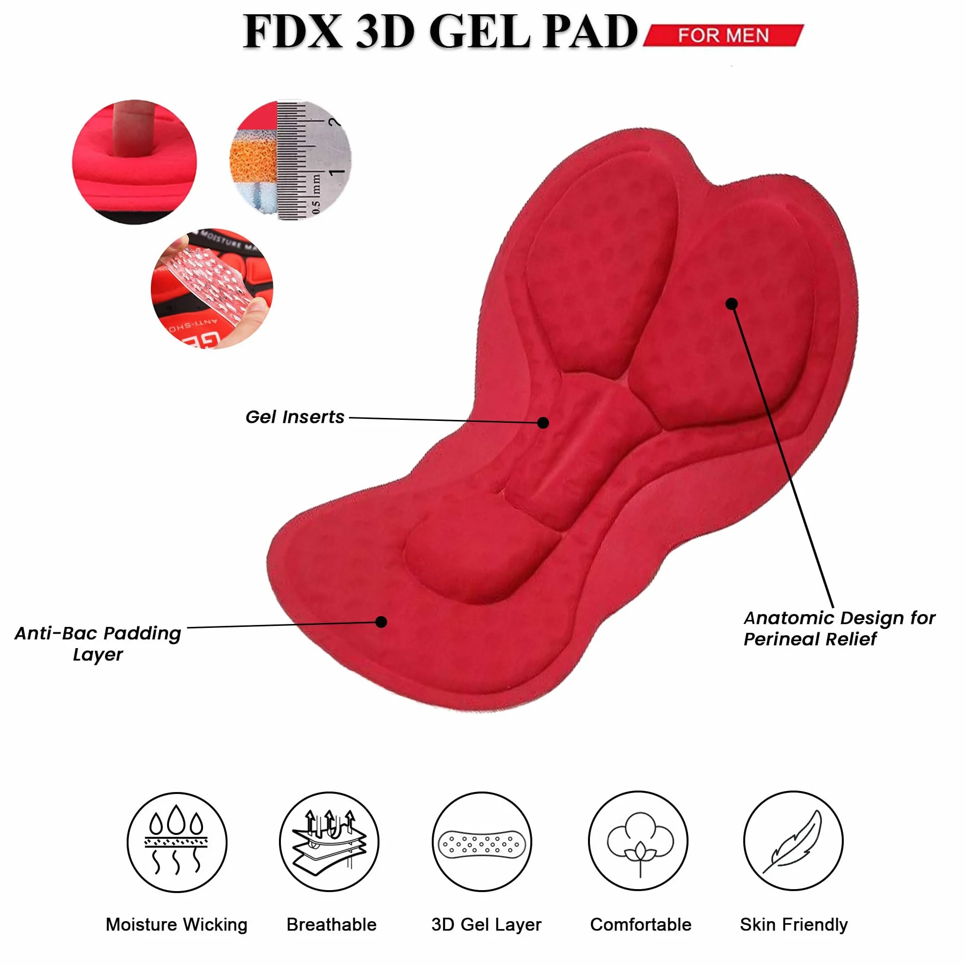 FDX Pantalones de ciclismo hombre forro polar térmico 3D transpirables reflectantes