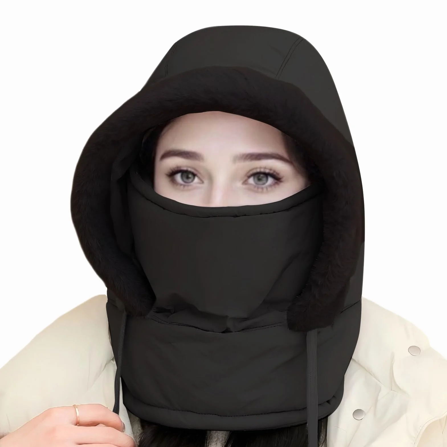 Rayson Gorro de Esquí de Invierno Cortaviento Pasamontañas para Mujer con Forro Cálido Sombrero Suelto Capucha Bufanda