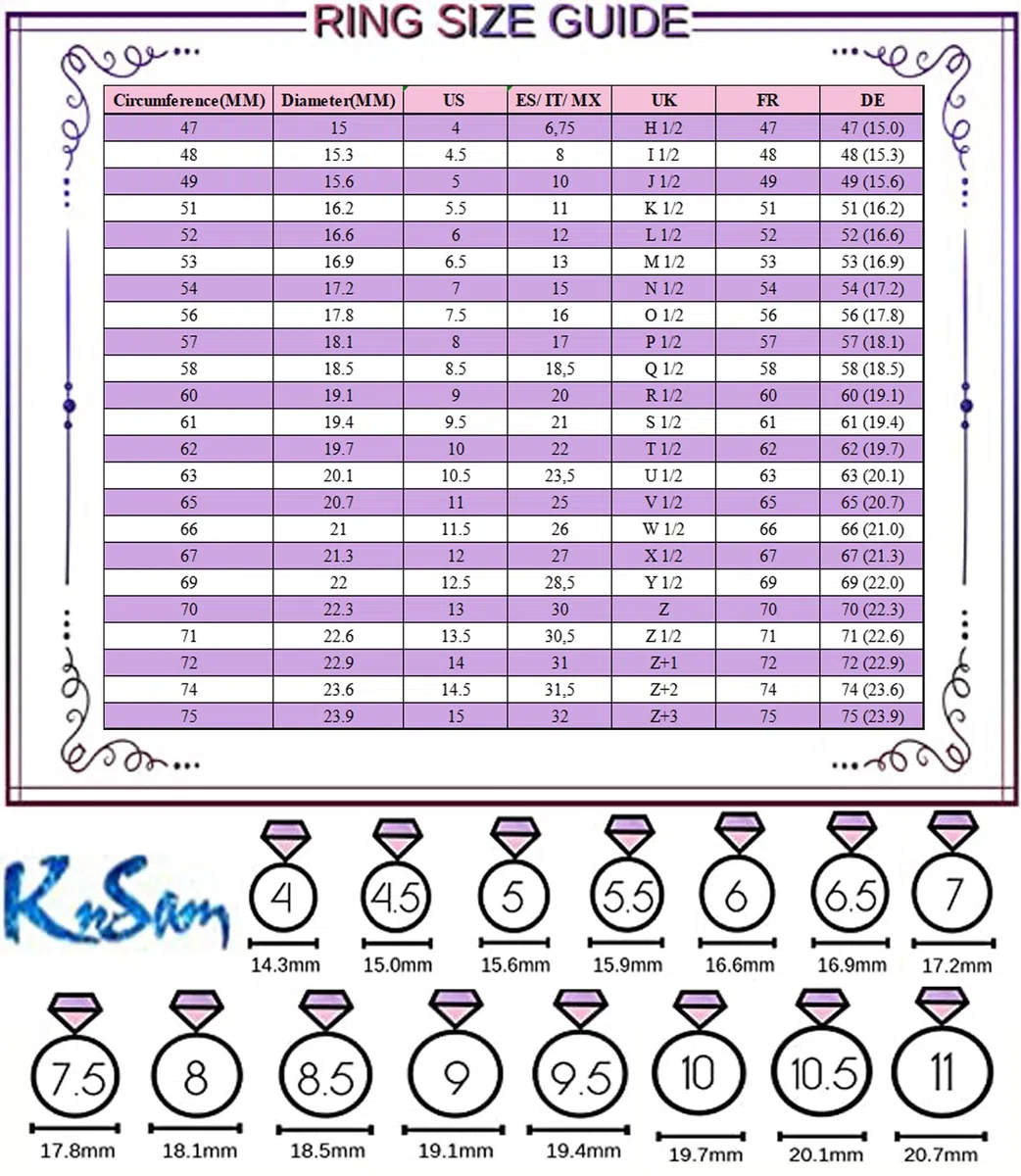KnSam Anillo de oro blanco de 9 K/14 K/18 K, anillo apilable clásico para parejas con moissanita, anillo Au 375/585/750, oro blanco, talla 47-65