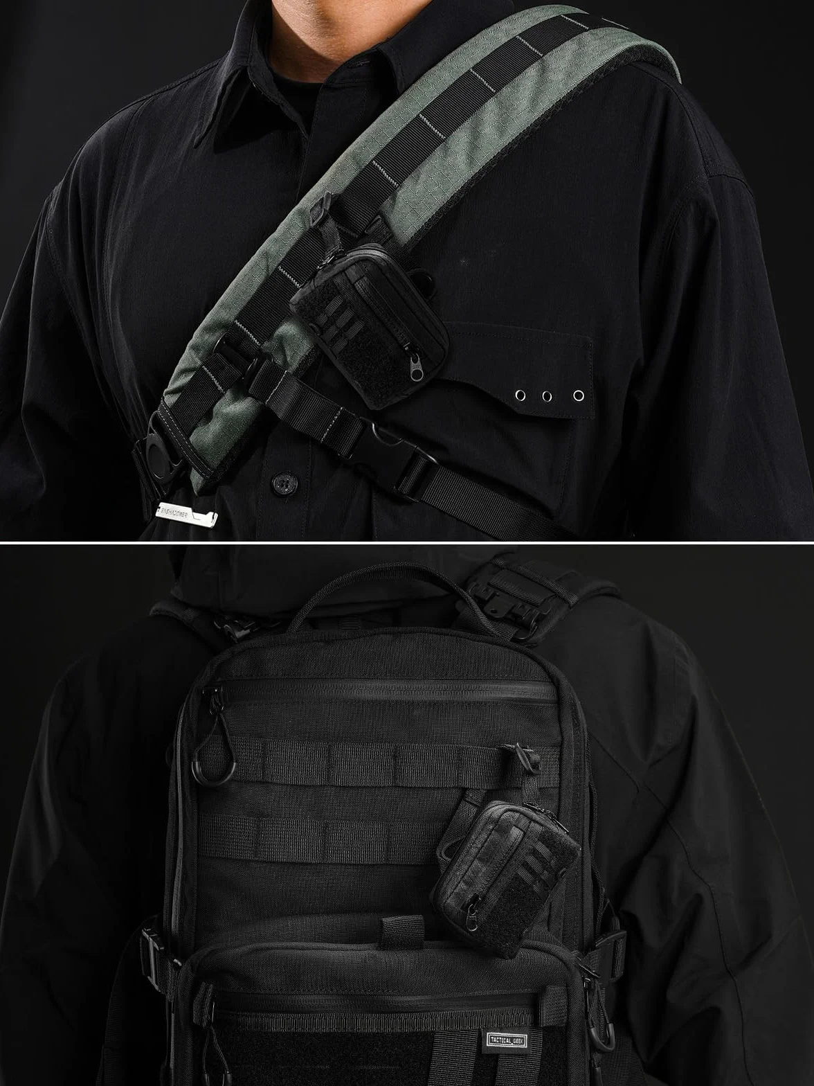 TACTICAL_GEEK Storage A18 EDC Utility Pouch - Bolsa compacta para auriculares inalámbricos con cierre rápido, mini monedero, para uso diario, viajes al aire libre, Negro , mini, Monedero