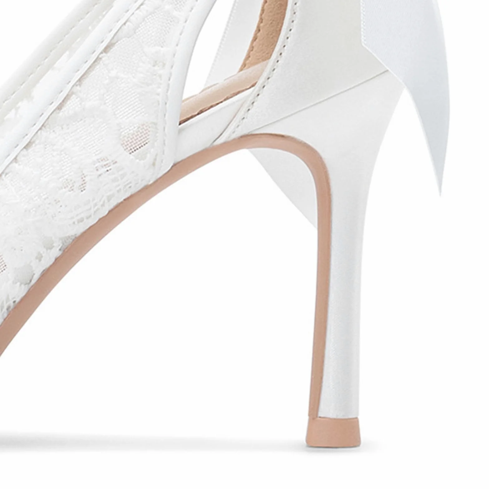 Mujer Zapatos de Tacón 8.5 CM Sexy Stilettos con Punta Calado Blanco Encaje Tul Lazo para Fiestas y Bodas