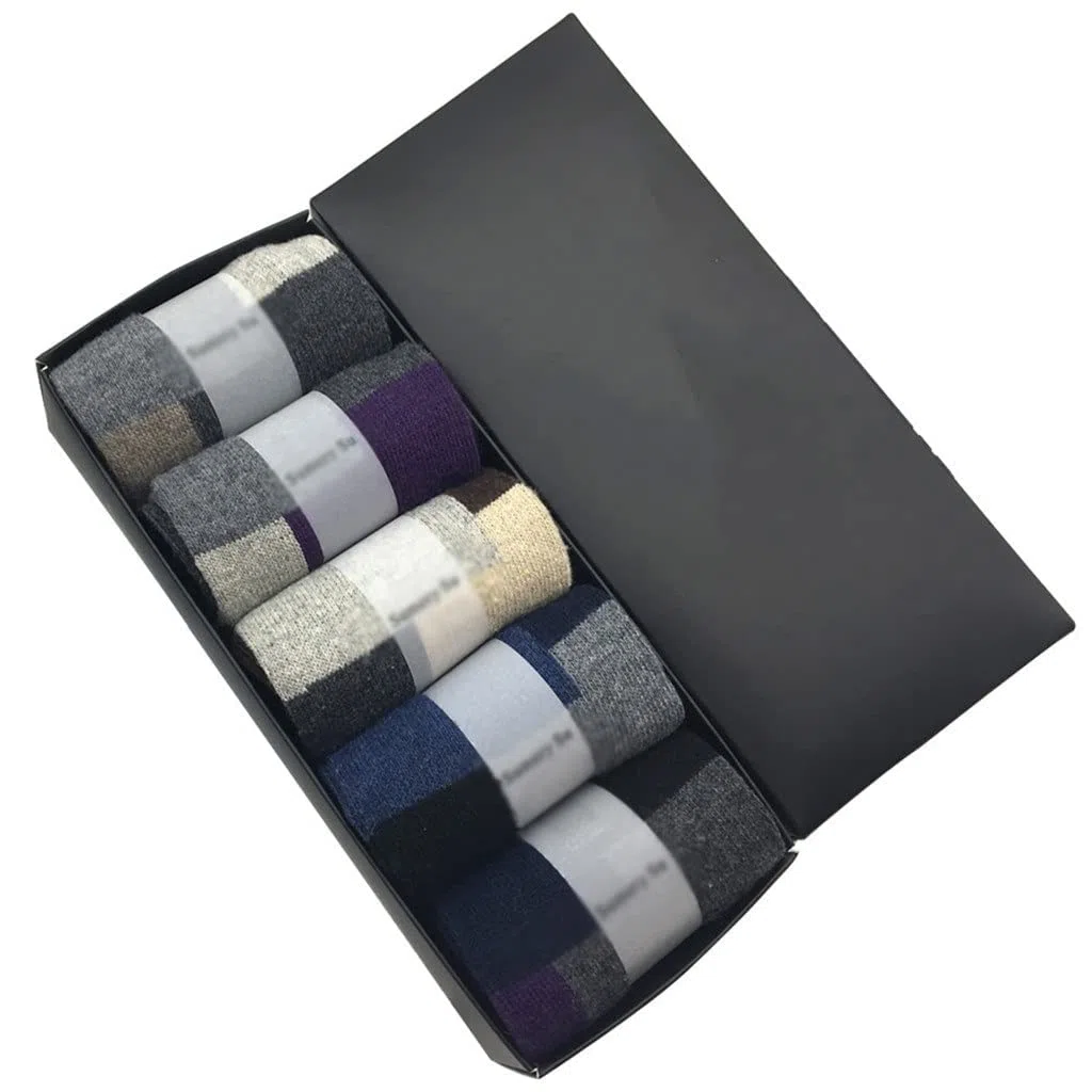 5 Pares/Lote Calcetines de Lana Masculino Invierno Casillería Cashmere Transpirable Calcetines Informales for Hombre Calcetines de Regalo (Color: A Tamaño: Un tamaño)
