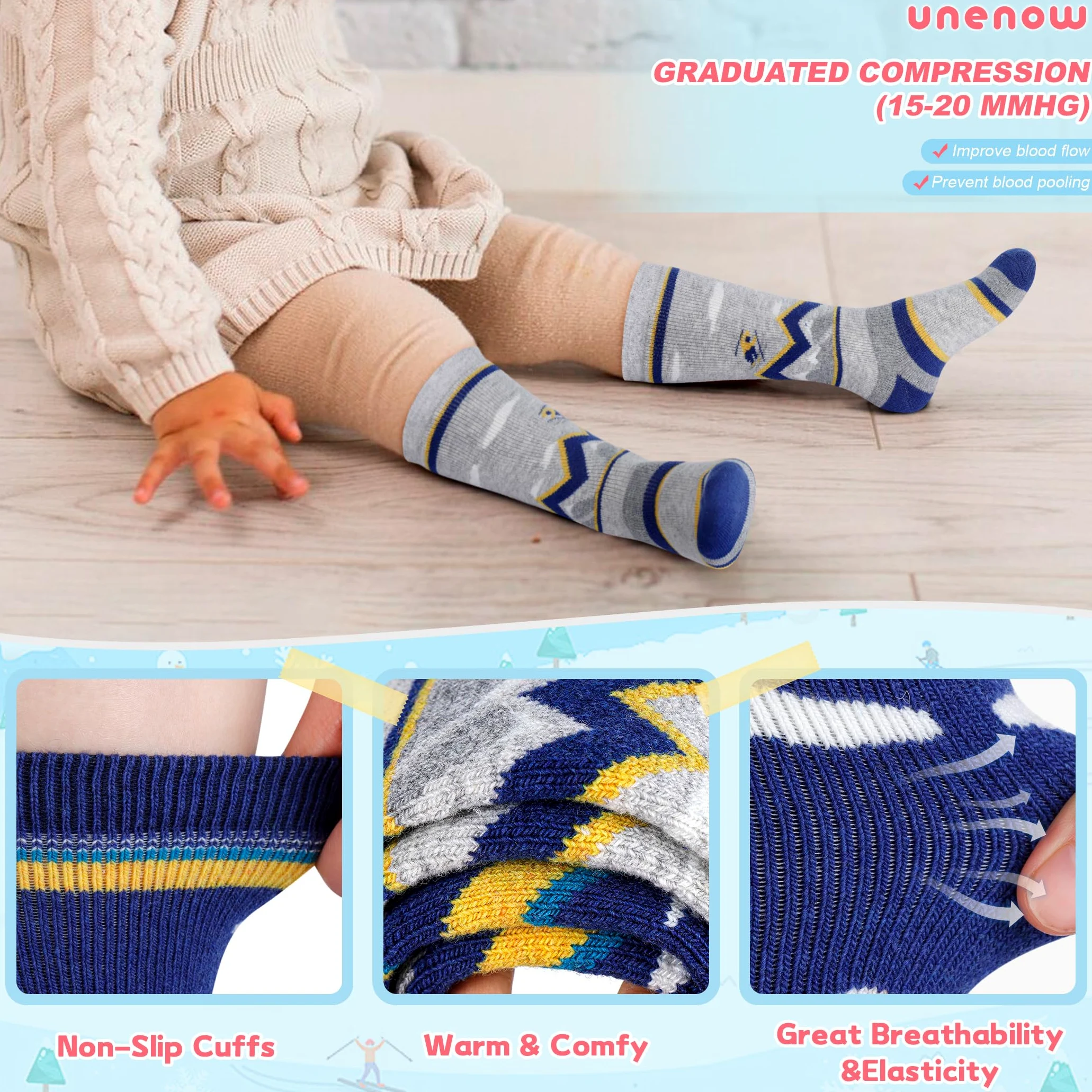 unenow Calcetines térmicos de lana merino para niños, 2 pares de calcetines térmicos de invierno para snowboard para niños y niñas
