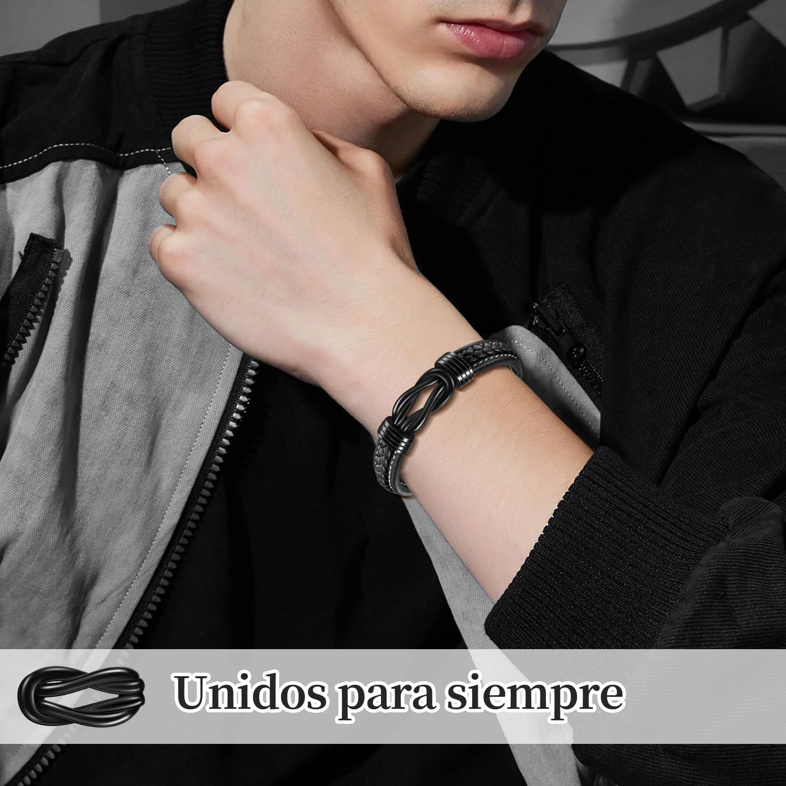 YELUWA Dia Del Padre Regalos, Pulsera Hombre, Regalos Para El Marido Los Hombres De Acero Inoxidable Pulsera De Cuero Trenzado Cumpleaños, Aniversario, Día De San Valentín, Regalo De Cumpleaños