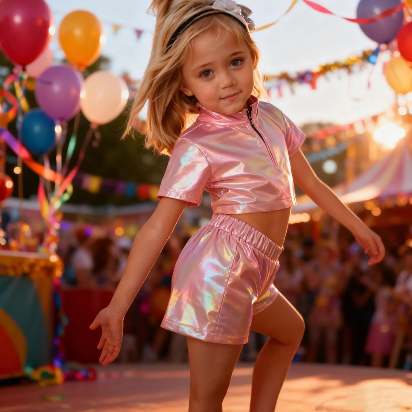 Generisch Pantalones cortos de baile para niñas, brillantes, metálicos, para fiestas