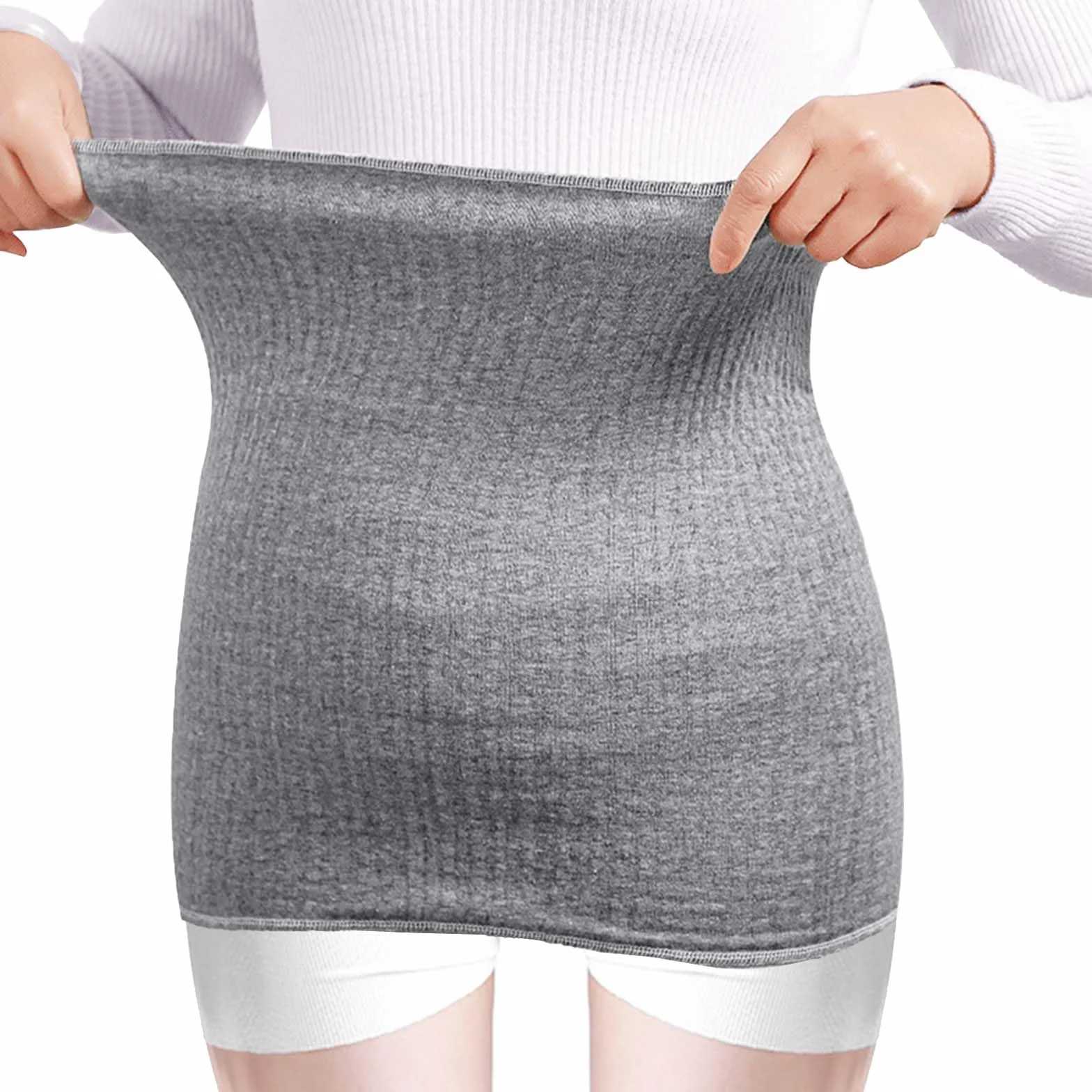 Calentadores Lumbares Elástico para Mujeres y Hombres Calentador de Cintura Suave y Fino Cinturón Térmico para Riñones (Gris Oscuro)