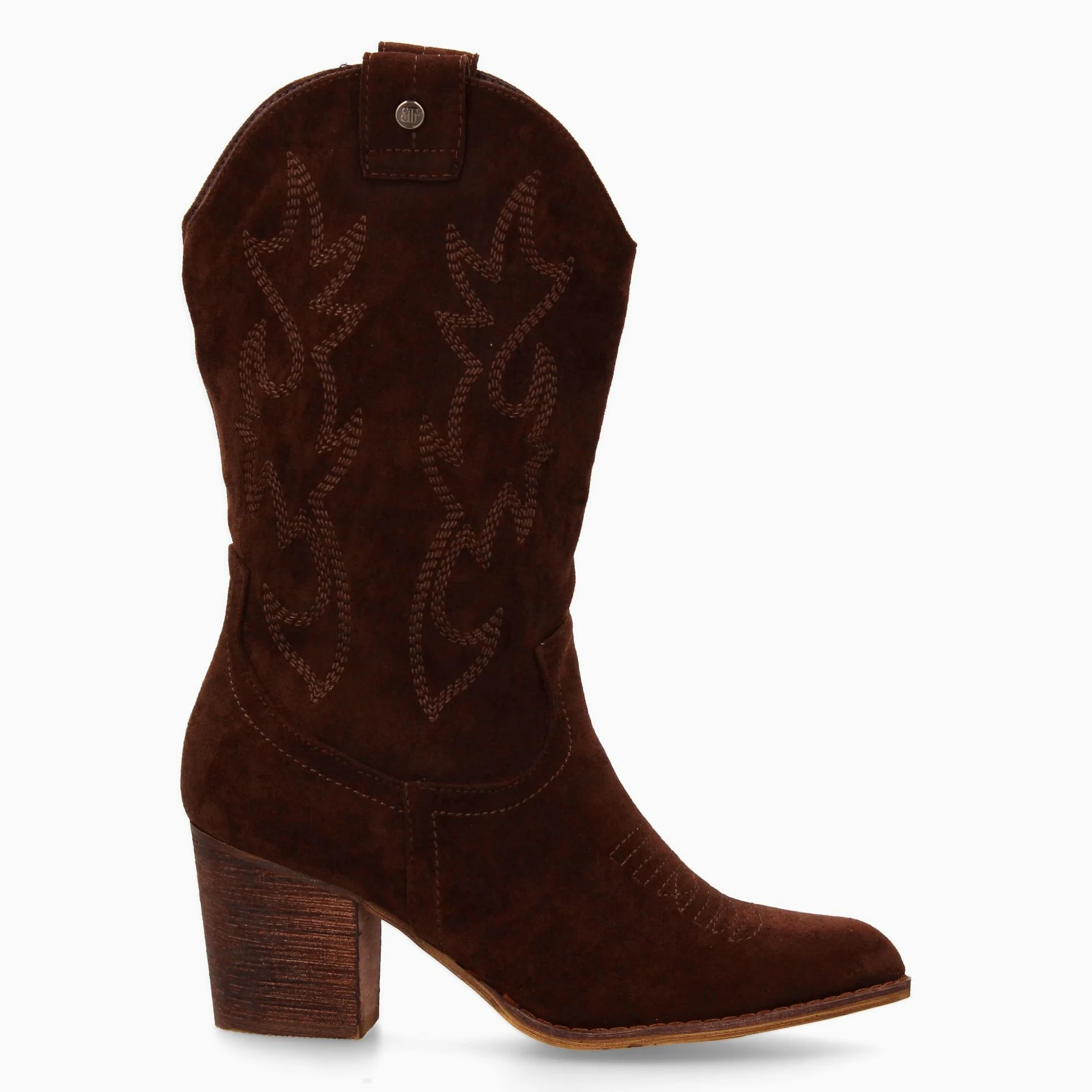 Bota Campera con Tacon, Comodas, Bordado en Cana y Empeine, Estilo Vaquero Cierre de Cremallera, Ideales Otono Invierno