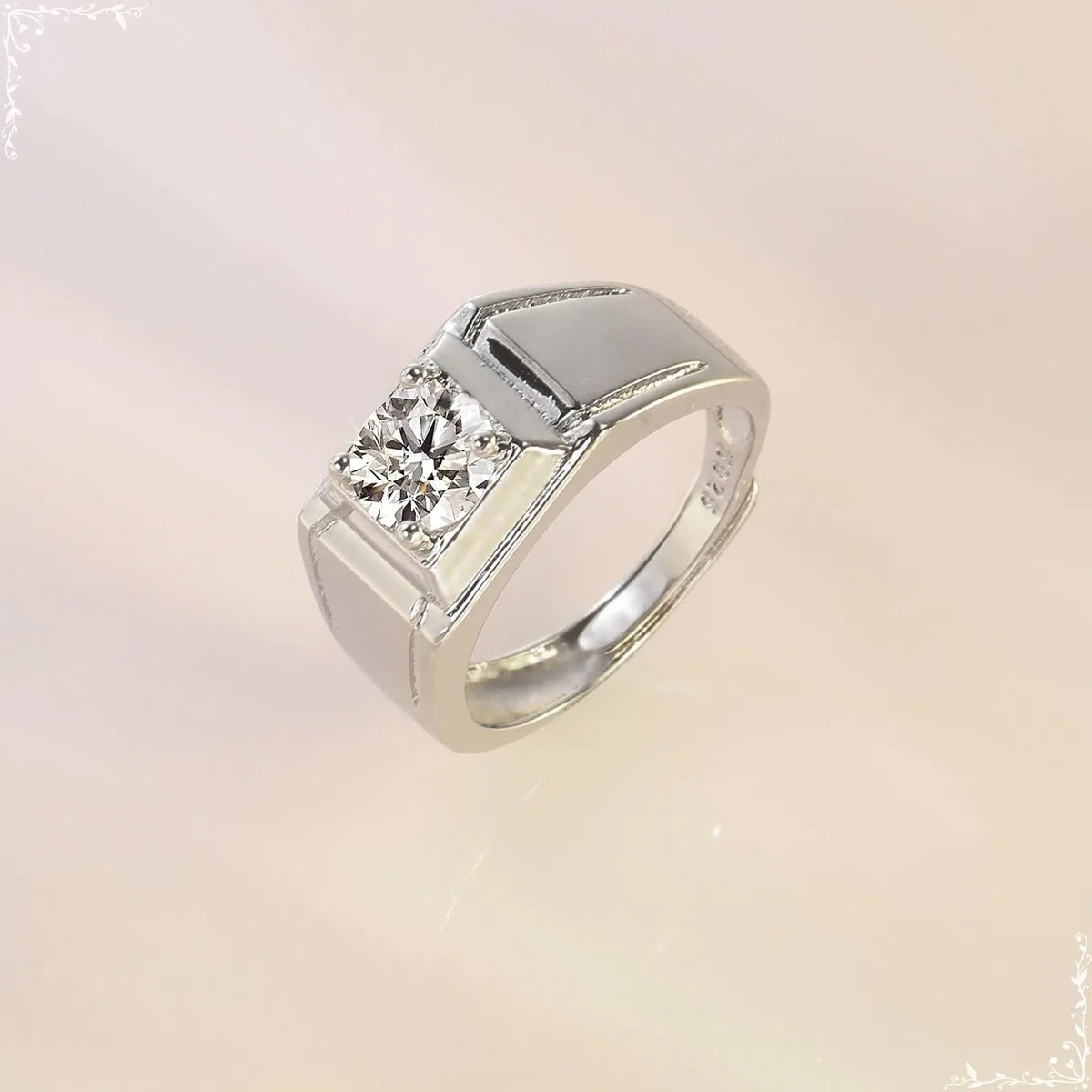 Wycian Anillos de boda para hombre, anillo de plata de 18 quilates, oro blanco de 18 quilates, moissanita, talla 54 (17,2), clásico para lesbianas, graduación grabada
