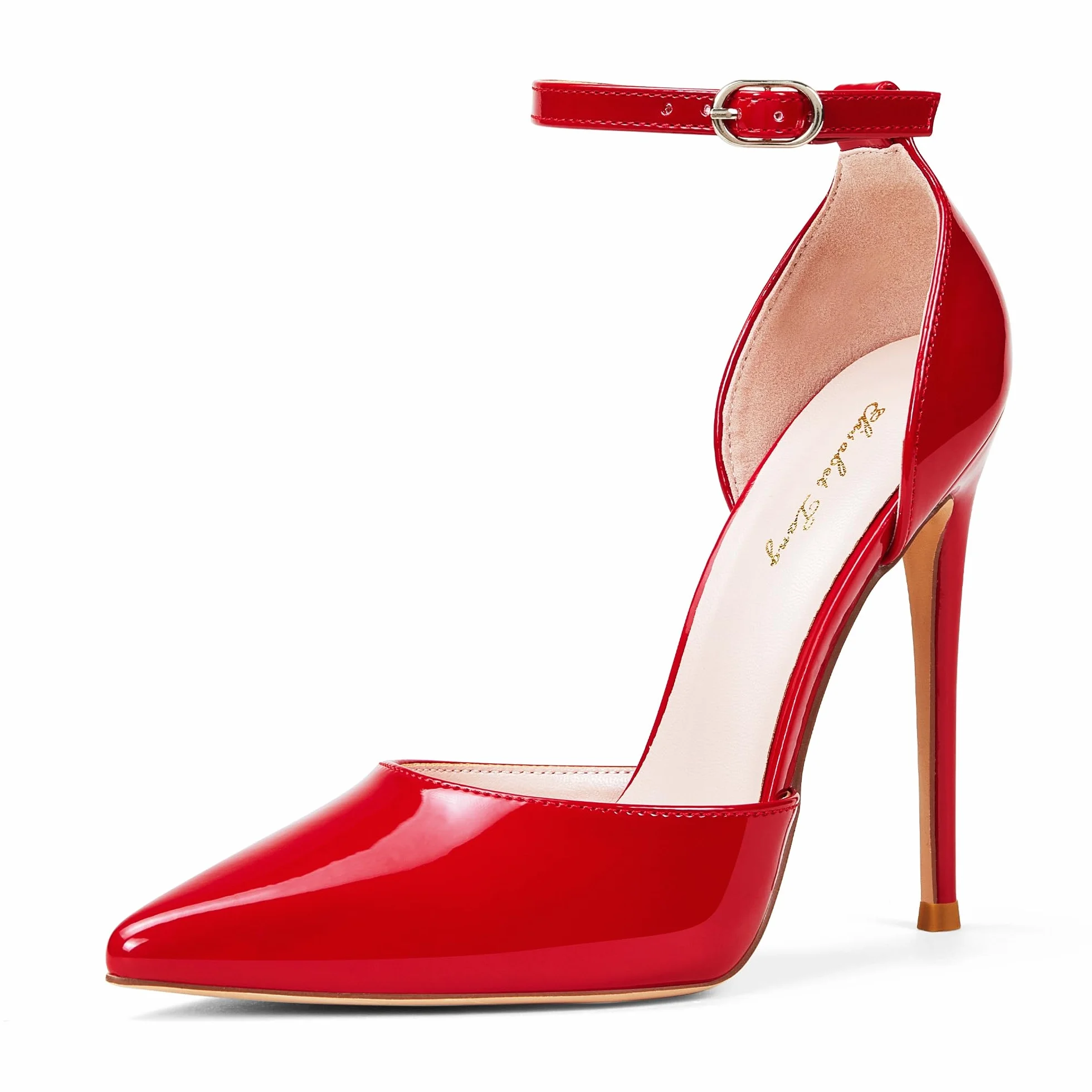Zhabtuc Tacones Altos, Zapatos De Tacón para Mujer D'Orsay con Correa En El Tobillo, Stilettos con Punta Puntiaguda, Zapatos De Boda para Fiesta, Altura De Tacón De 12 Cm, 36-42 EU