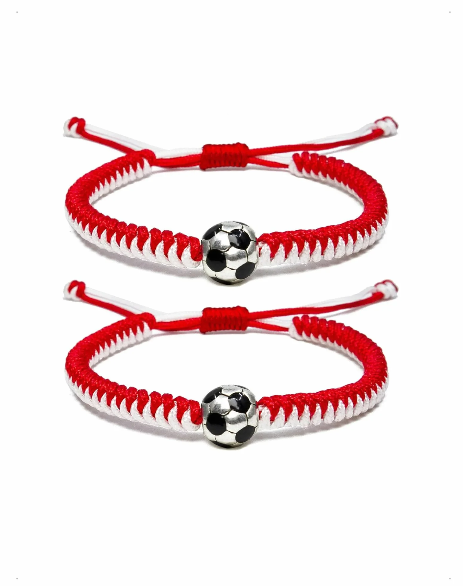 Lote de 2 Pulseras de Fútbol para Niños, Pulseras de la Amistad Ajustables, Pulsera Tejida Ajustable, Regalo de Fútbol para Cumpleaños de Niños Deportistas, Adolescentes, Niñas y Niños, B