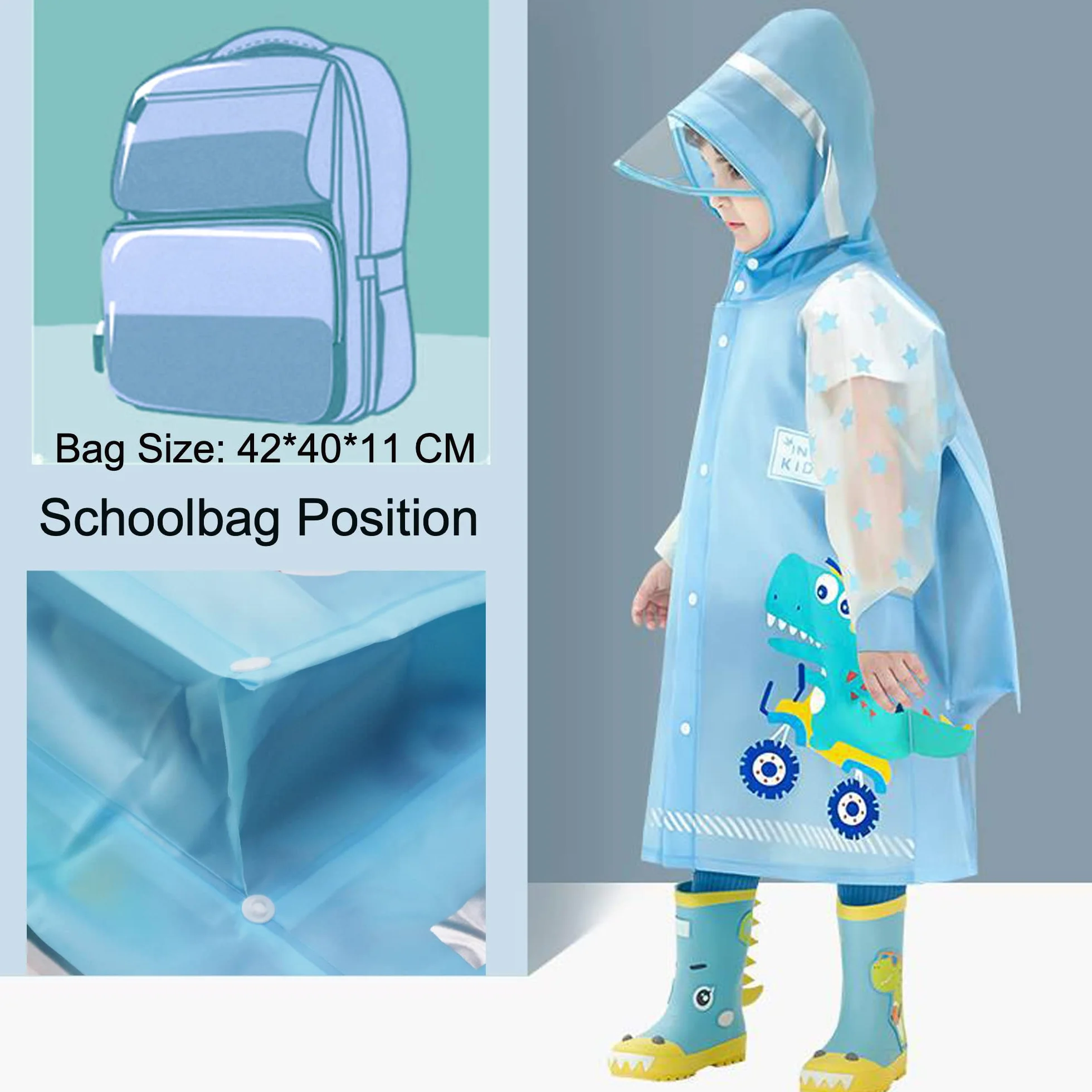 Fewlby Chubasqueros para Niños Poncho de Lluvia Niñas Chaqueta Impermeable Infantiles Ligero Abrigos Impermeables con Capucha Reutilizable Traje de Lluvia 1-14 Años