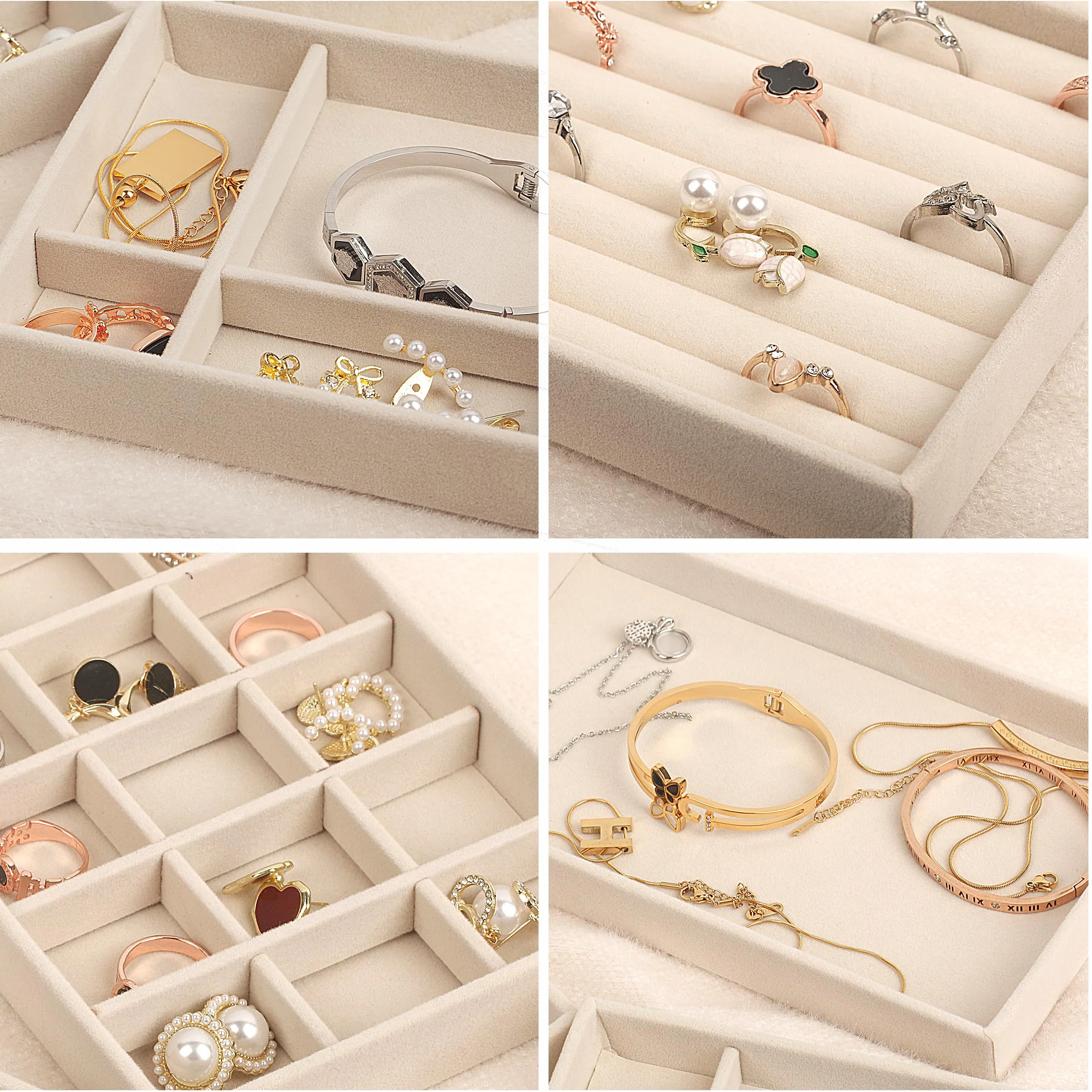 Schmuck Organizers,Schmucktablett,Schmuckaufbewahrung schublade, Schmuckeinsatz für Schubladen,Schmucktablett Stapelbar,Zum Aufbewahrung und Präseneren Von Ohrringe