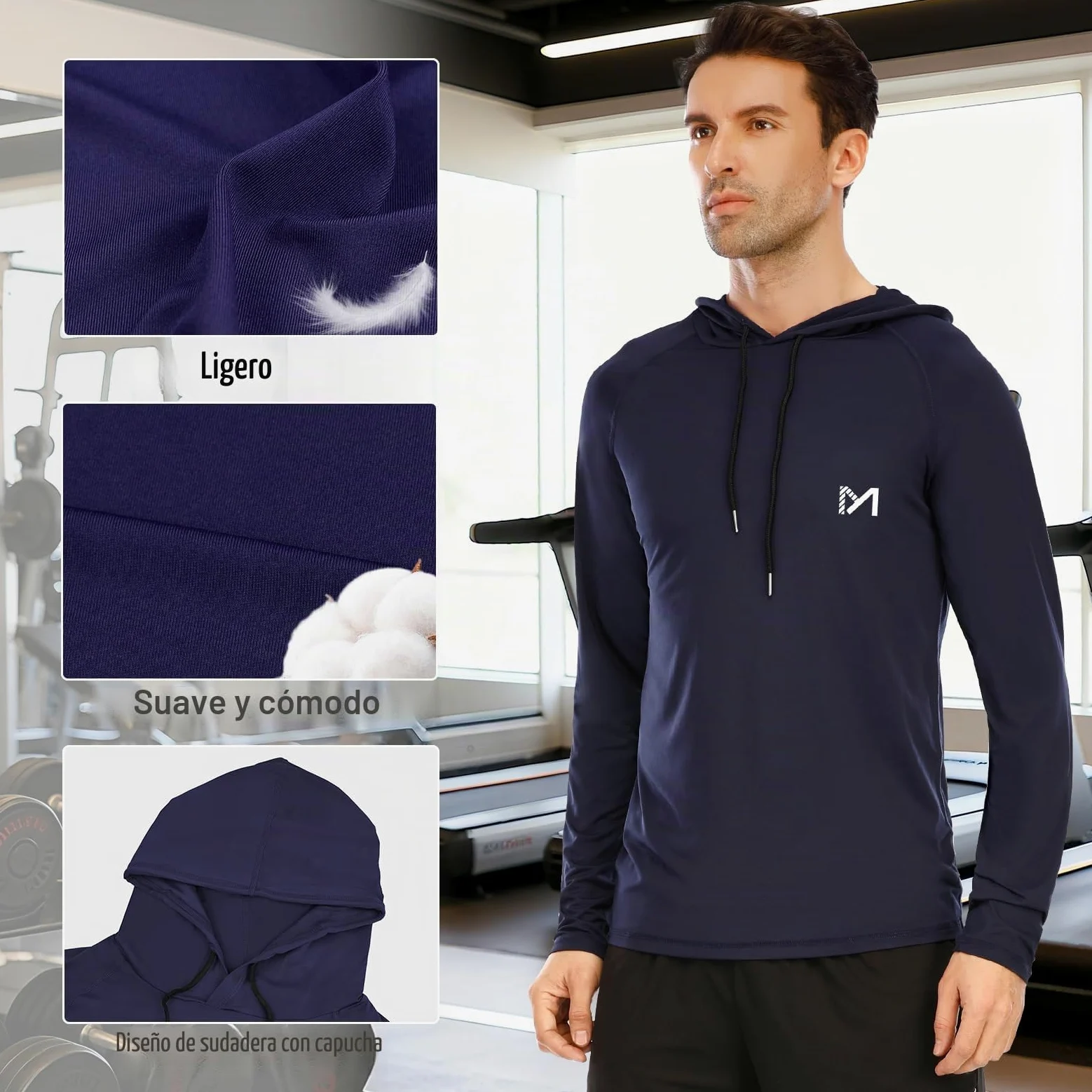 MEETYOO Camiseta Hombre, Manga Larga Camisetas Deportiva T-Shirt para Running Fitness Gym