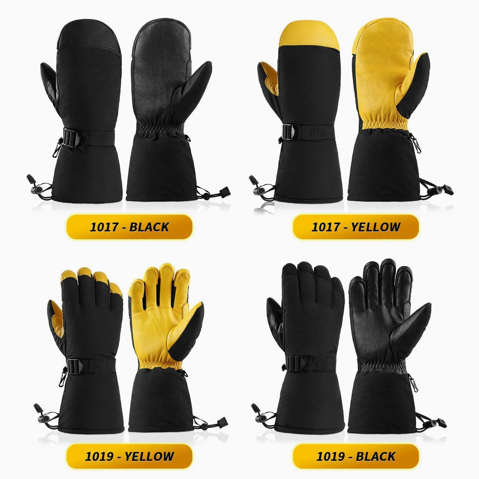 Guantes térmicos de Invierno para esquí, Snowboard, Motociclismo, Ciclismo, Hombre y Mujer, cálidos para la Nieve (Amarillo 1019)
