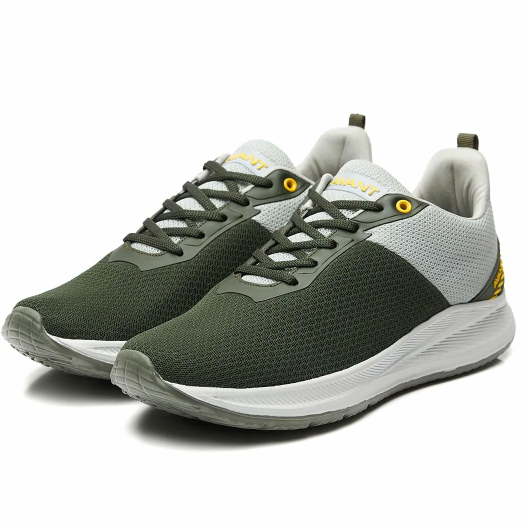 AVANT Zapatillas Racer para correr y entrenar para hombre, suela de EVA, plantilla de goma natural EVA, malla superior de punto, Olive/L.Grey, 8 UK