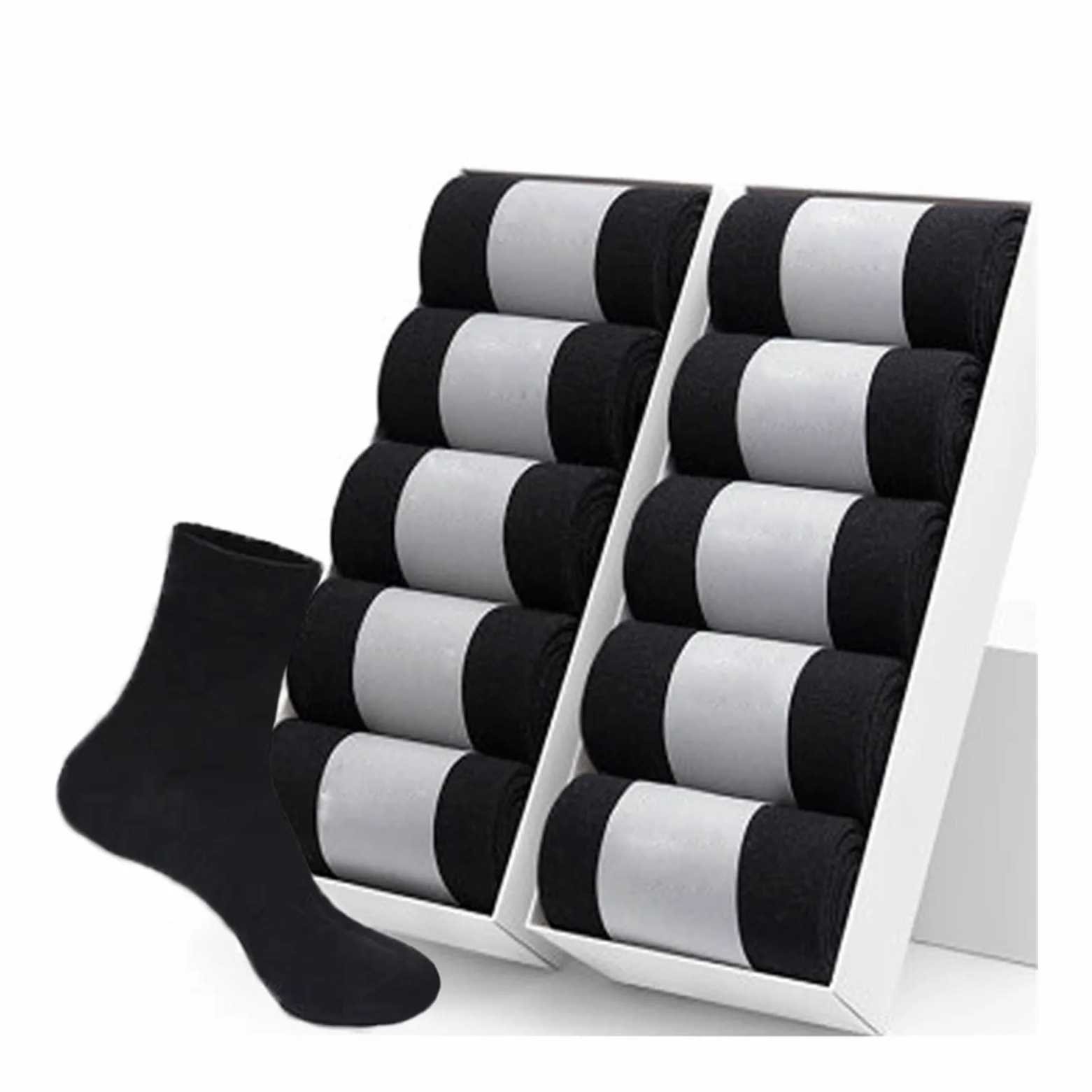 10 pares de calcetines de algodón de los hombres calcetines de negocios negros de otoño e invierno calcetines de regalo for hombres grandes tamaño 40-45 ( Color : 5 white 5 gray , tamaño : EUR 38-45 )