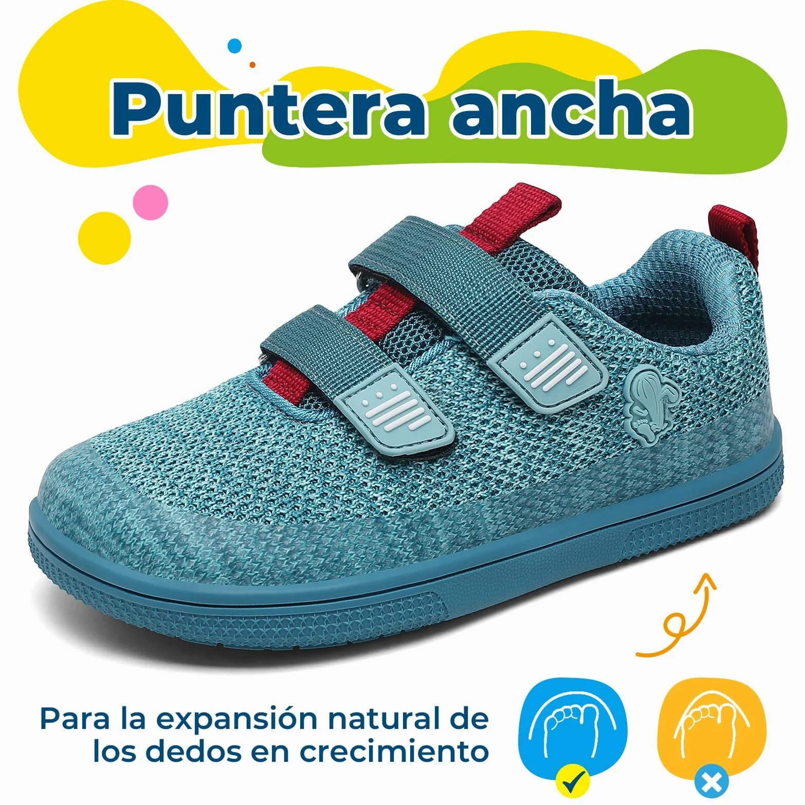 Saguaro Zapatos Barefoot para niños, Cierre de Gancho y Bucle y Puntera Ancha, Zapatos Infantiles Casuales para el día a día y el Colegio, Gr.25-36