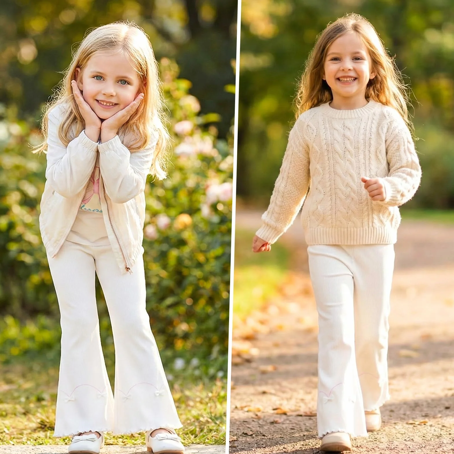 Leggings Acampanados para Niñas Algodón Bootcut Elásticos Pantalones Acampanados Largos Campana Pantalón Cintura Alta Mallas Yoga Ocio Correr Primavera Otoño para Infantiles 3-11 años