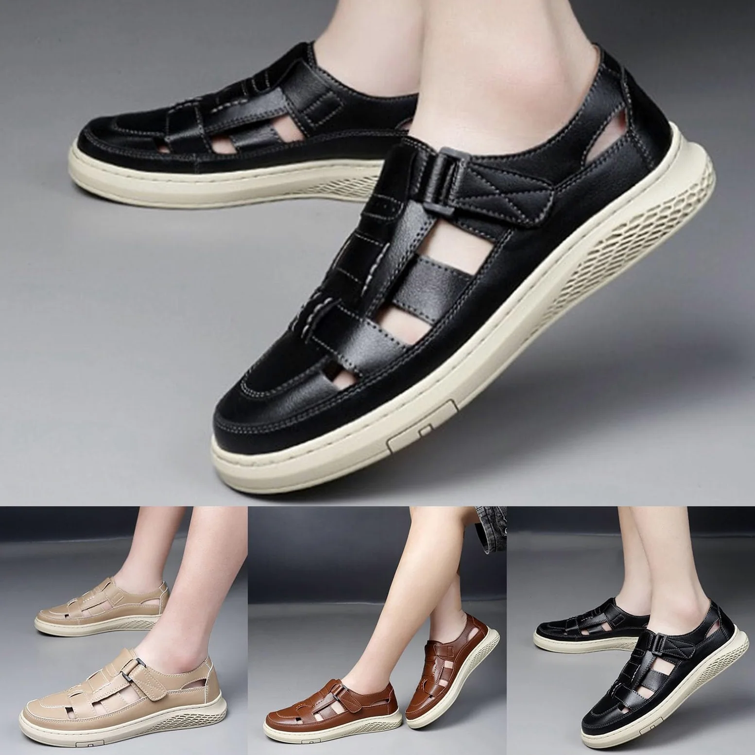 Zapatos planos ortopédicos para hombre, sandalias informales con plataforma, zapatillas de verano, transpirables, informales, cómodas, ligeras, sandalias de senderismo, vacaciones, playa, zapatos de