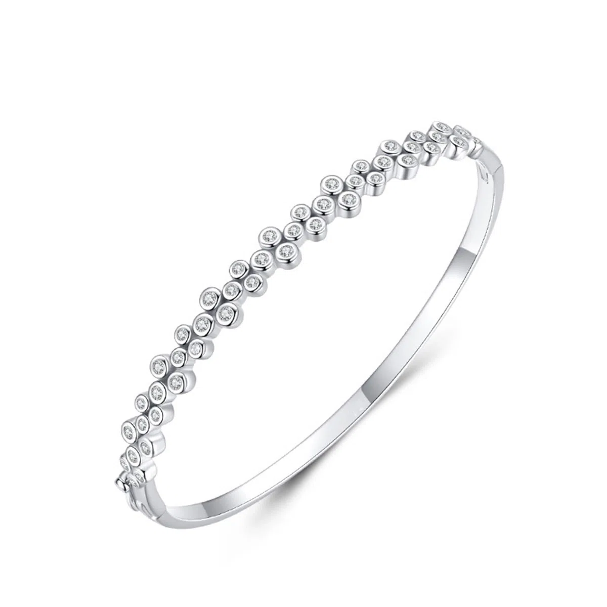 Pulseras para mujer, pulsera de joyería de plata con forma redonda de diamante Pt950 y oro blanco