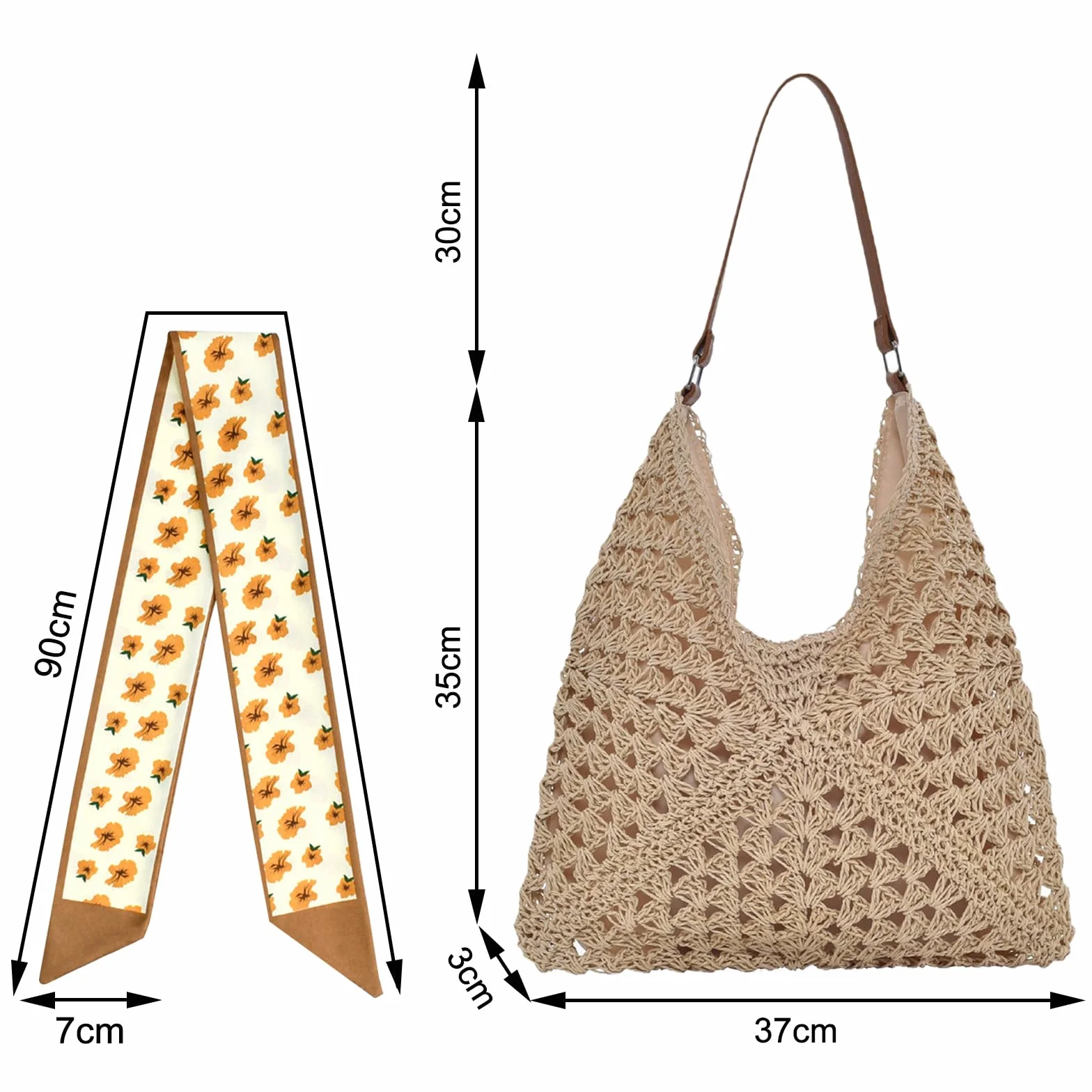 Bolsos de Paja Mujer Verano, Elegante Bolso de Mano Bohemio, Práctico Bolso de Hombro Rafia para Mujer, Bolsos Tejidos Crochet, Tote Bag Para Viaje Fiesta Vacaciones (Beige)