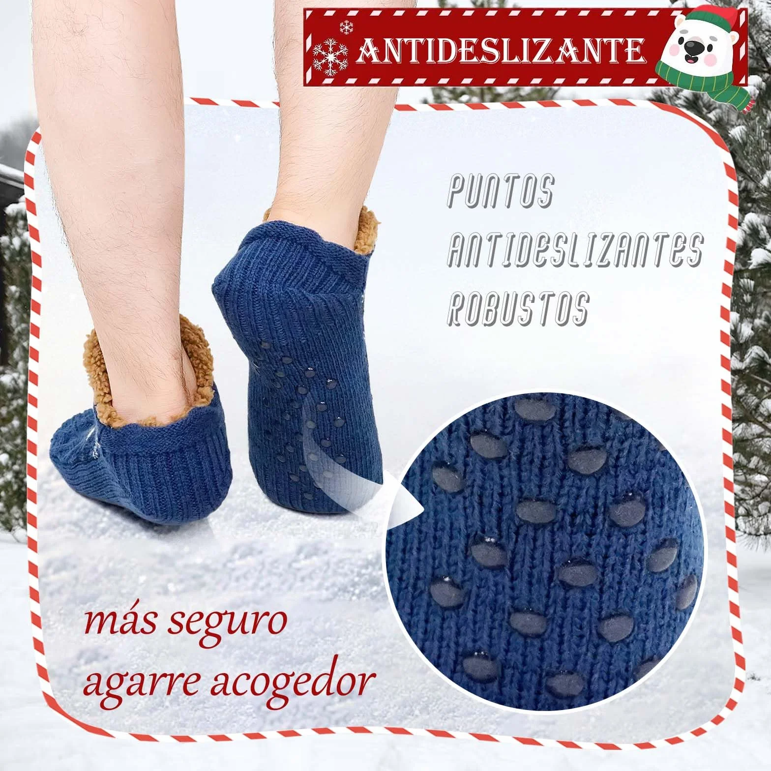 PUTUO Calcetines Antideslizantes para Hombre de Invierno: Calcetín Termicos Hombre Cálidos Suaves Mullidos Calcetín Gruesos Calcetines Andar por Casa Gordos Térmicos 1 Pares 39-46